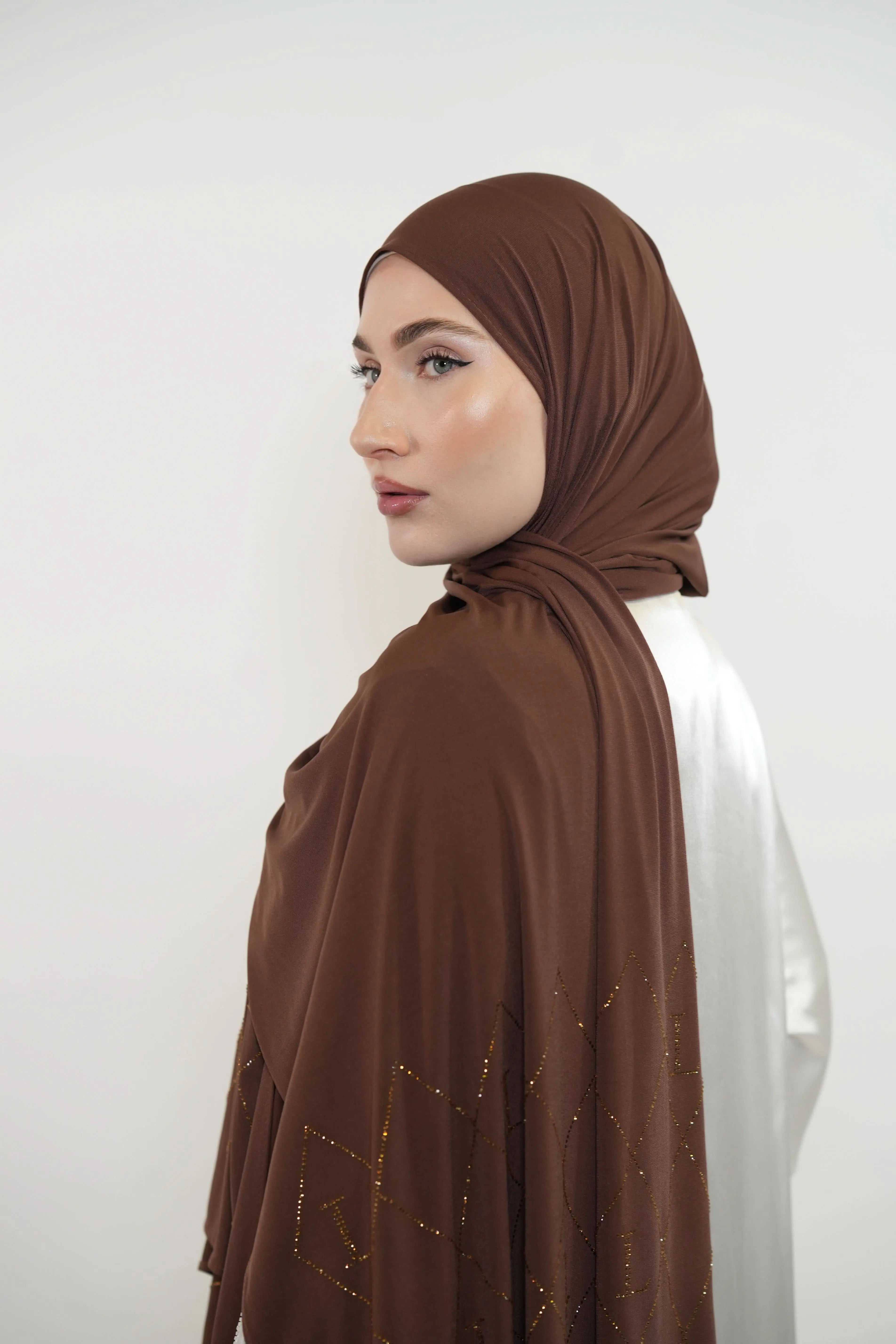 Premium Jersey Strass “L” - mocca brown - Losyana.Shop