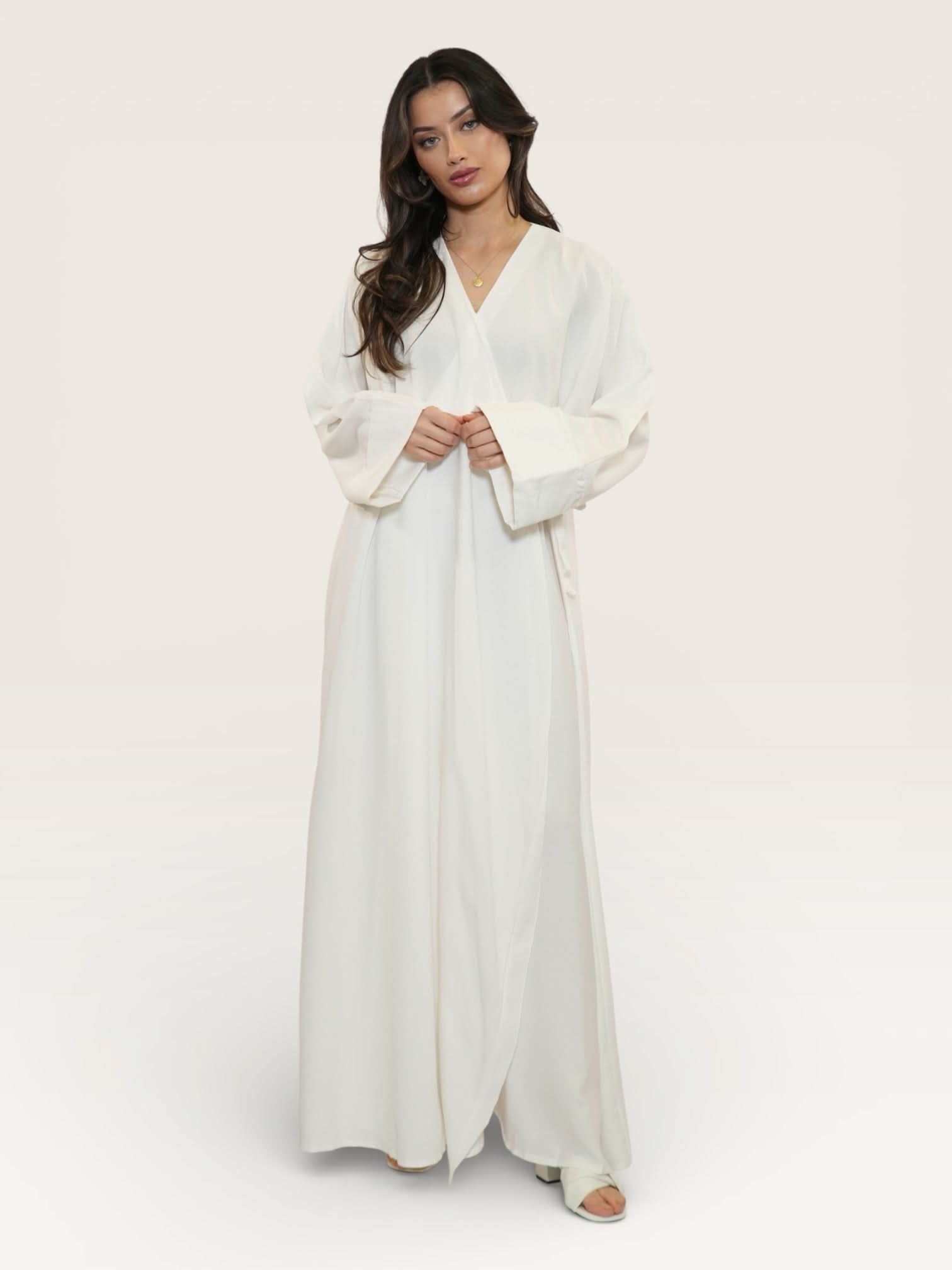 wickel linen abaya - white - Losyana.Shop
