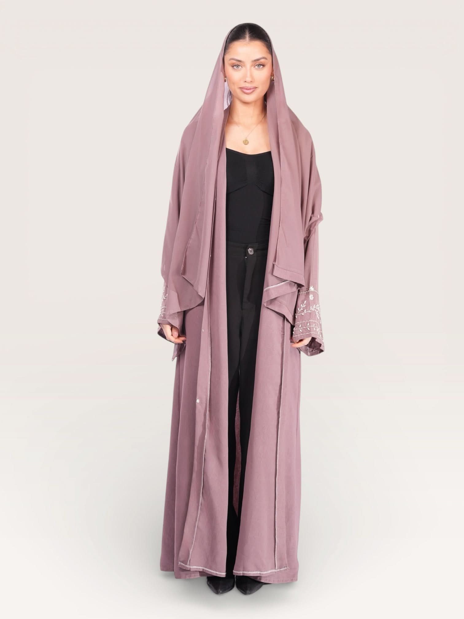 floral abaya - rose - Losyana.Shop