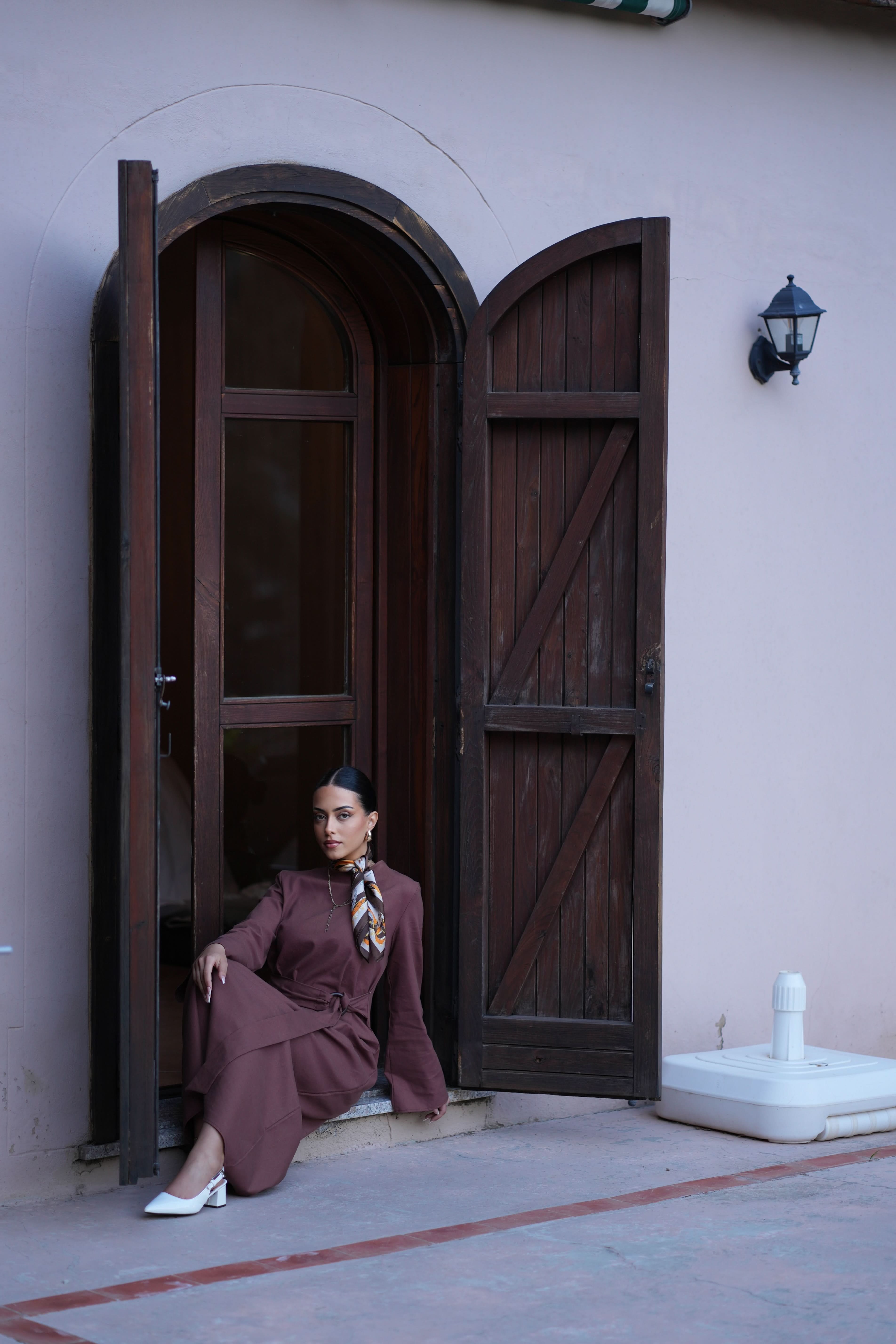 AMALFI LINEN DRESS - BROWN - Losyana.Shop