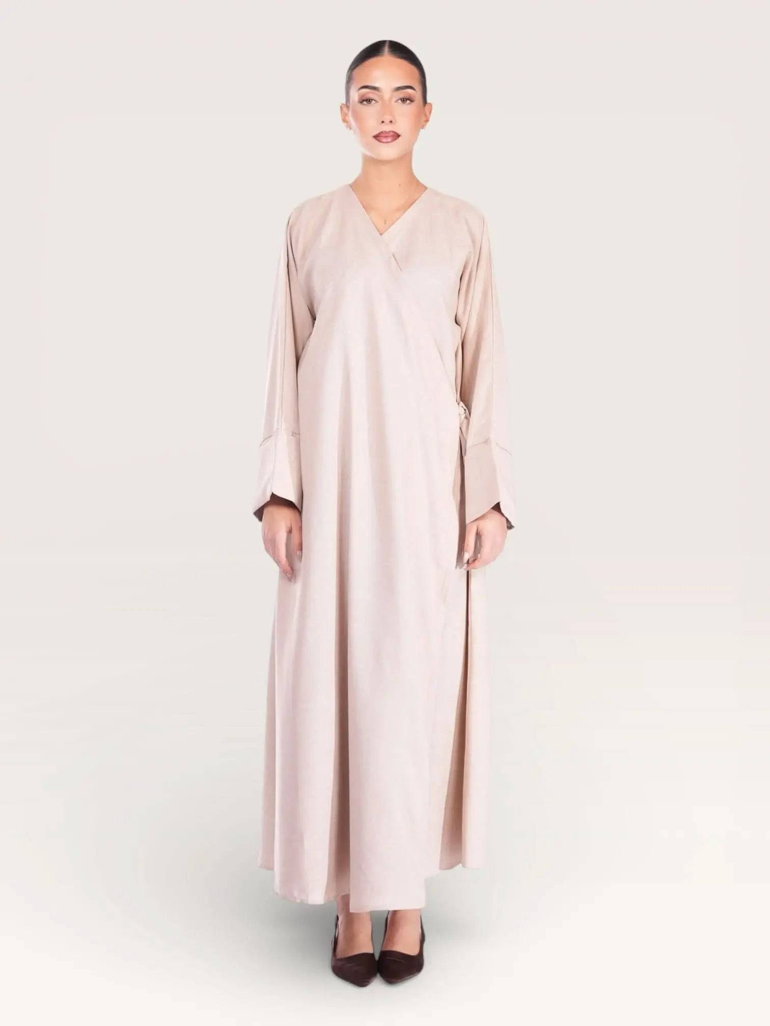 wickel linen abaya - beige - Losyana.Shop