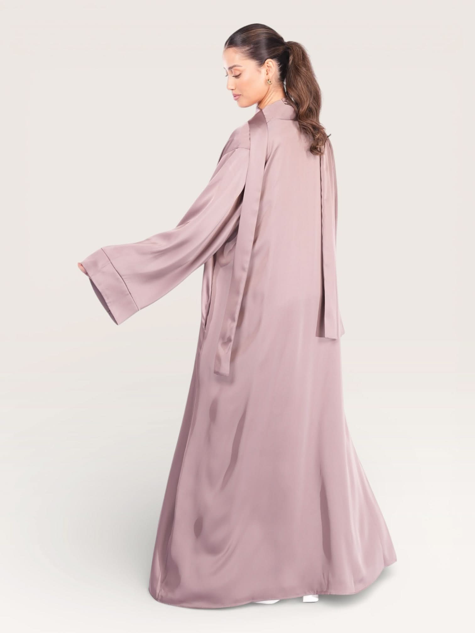 satin kimono abaya - rose taupe - Losyana.Shop