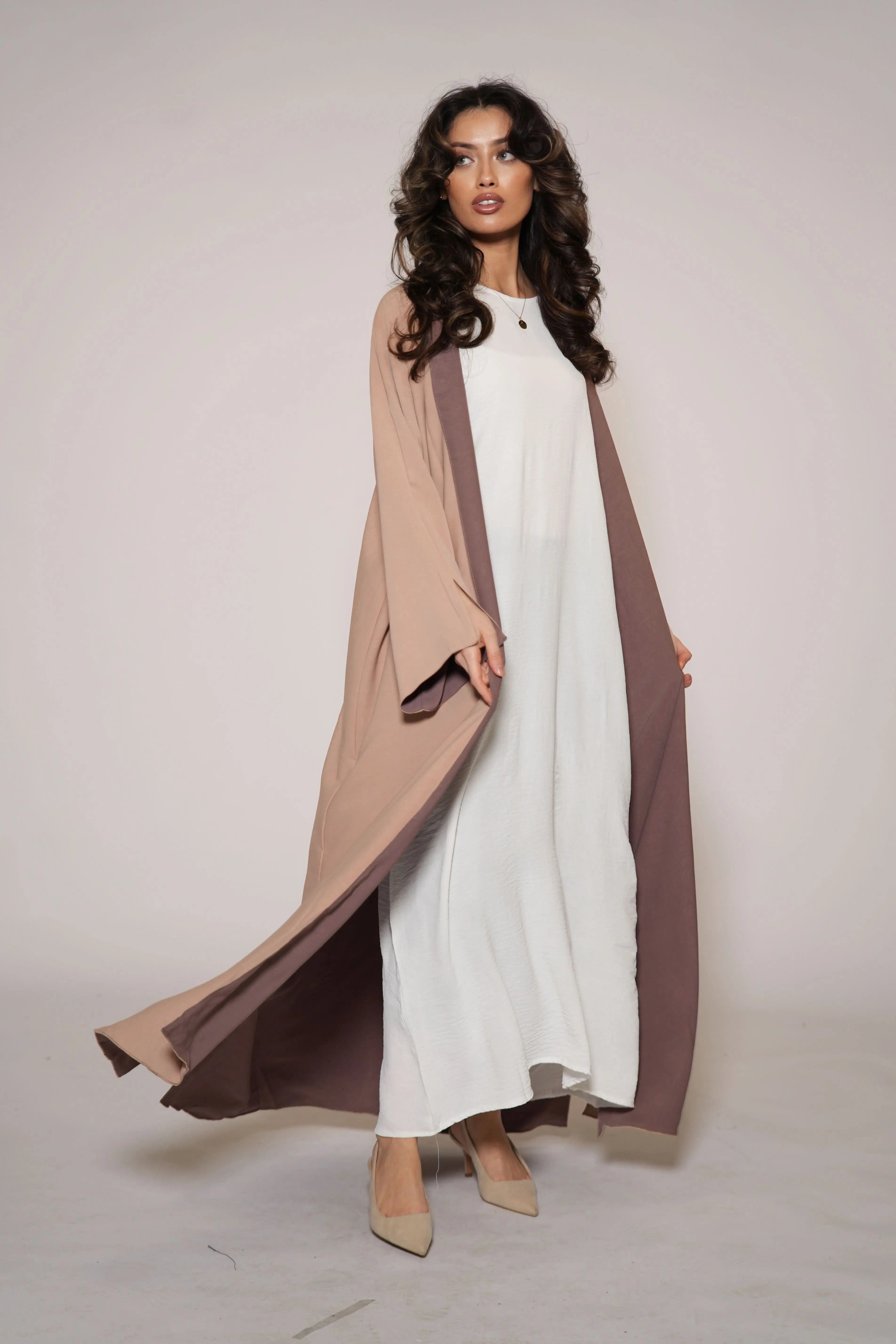 2 in 1 Abaya - beige/velvet - Losyana.Shop