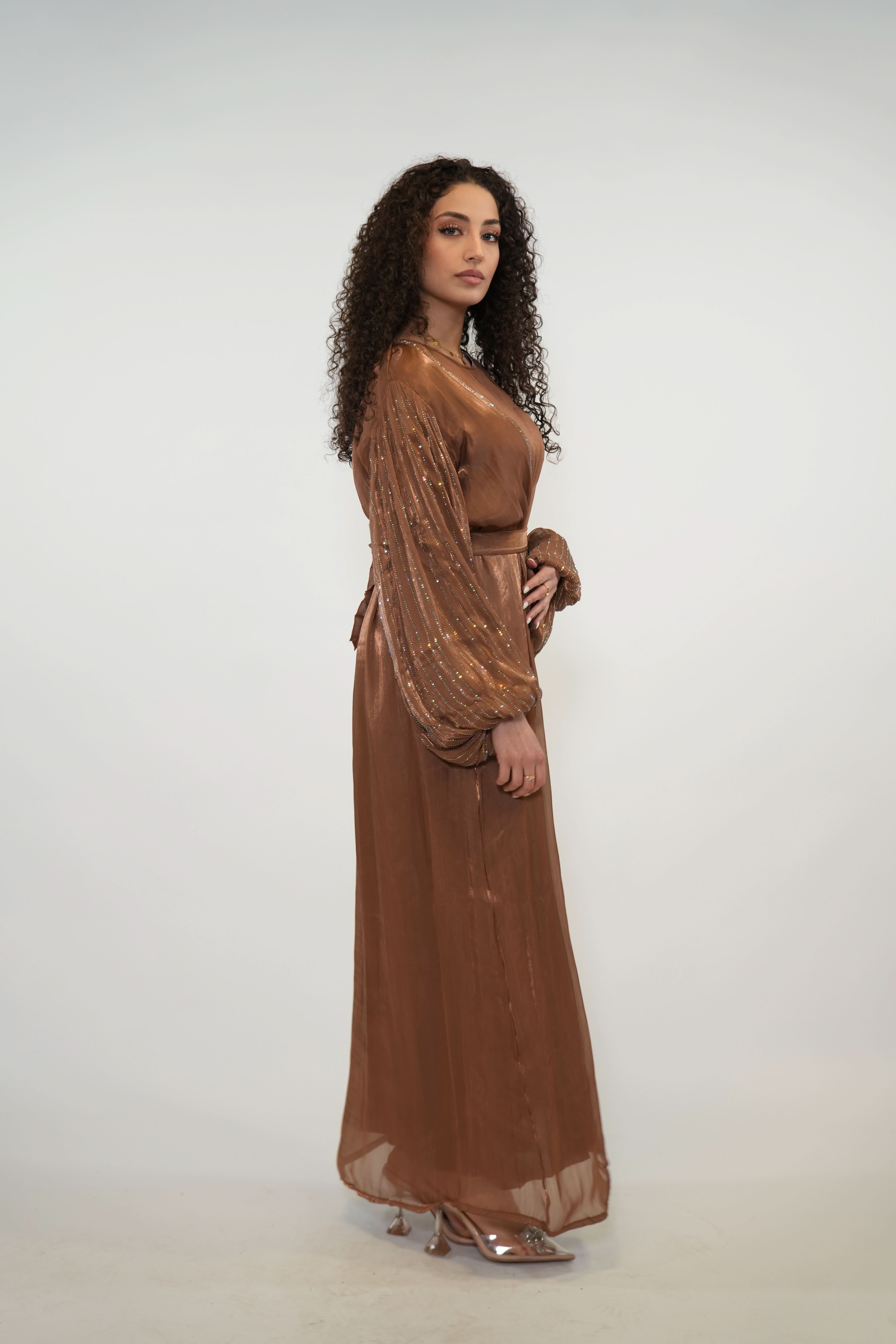Shimmer Abaya - caramel - Losyana.Shop