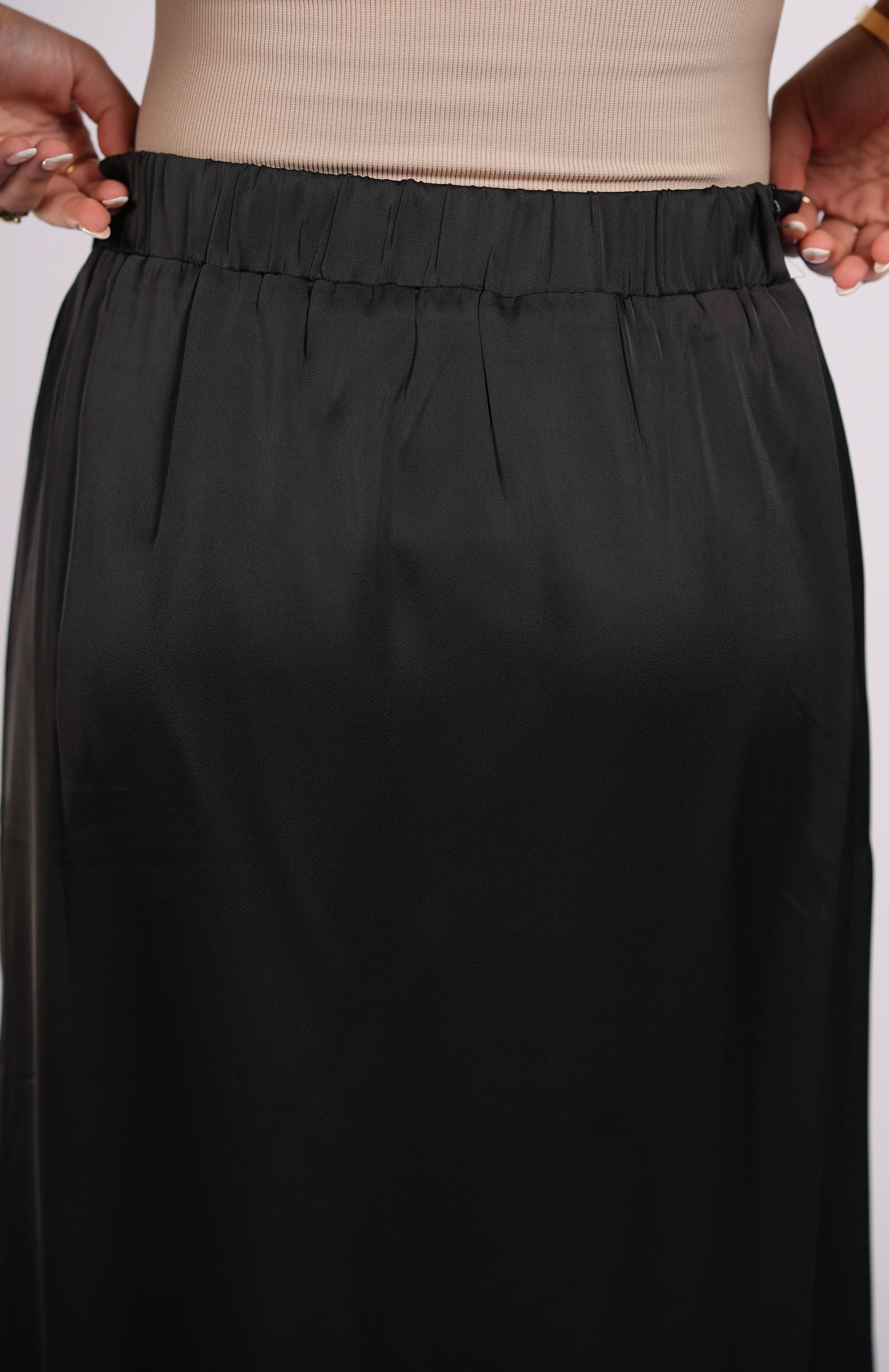 satin silk skirt - black - Losyana.Shop
