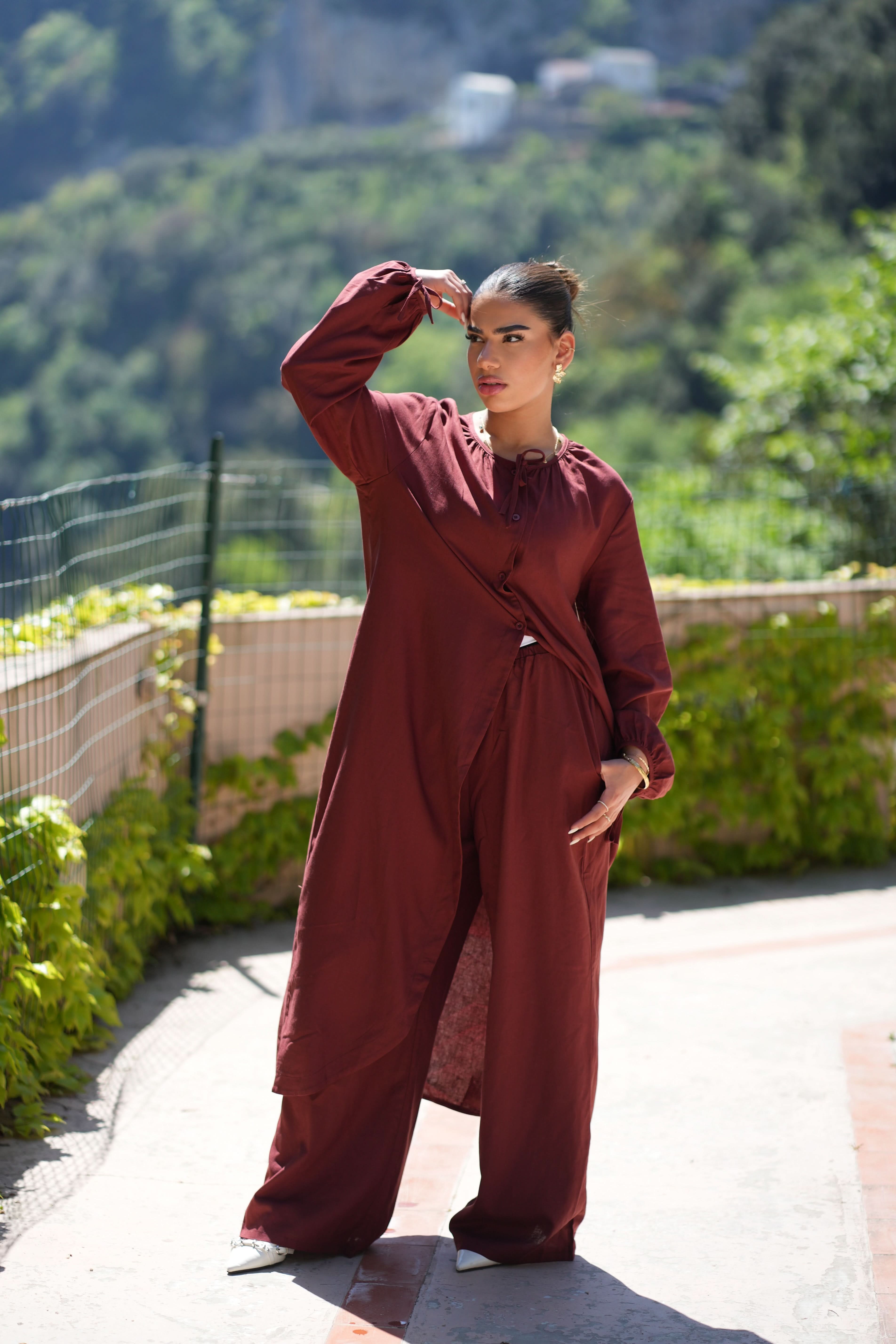 MEDITERRANEAN BREEZE SET - MAROON - Losyana.Shop