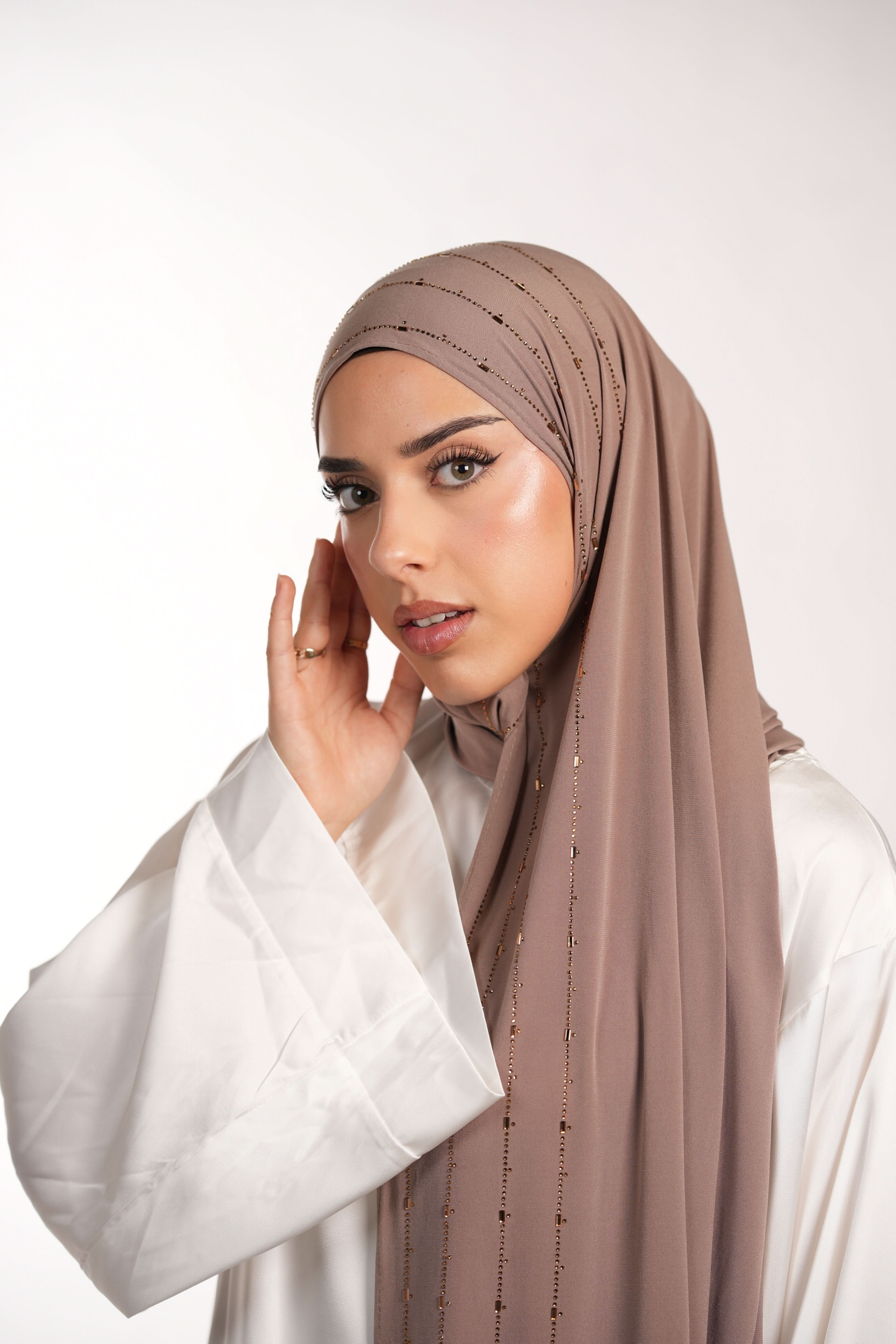 Premium Jersey Strass - dark taupe - Losyana.Shop