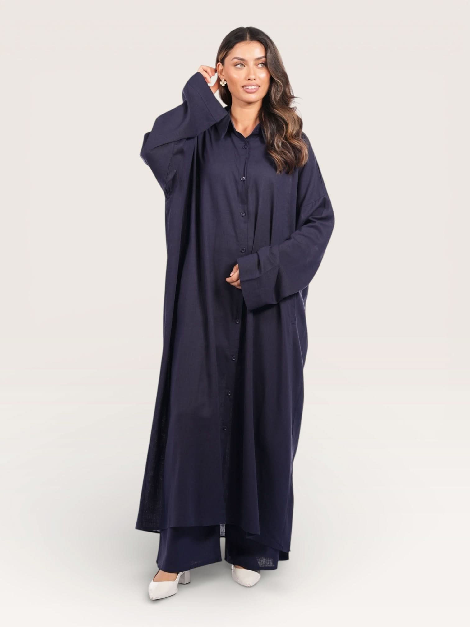 palma linen set - navy - Losyana.Shop