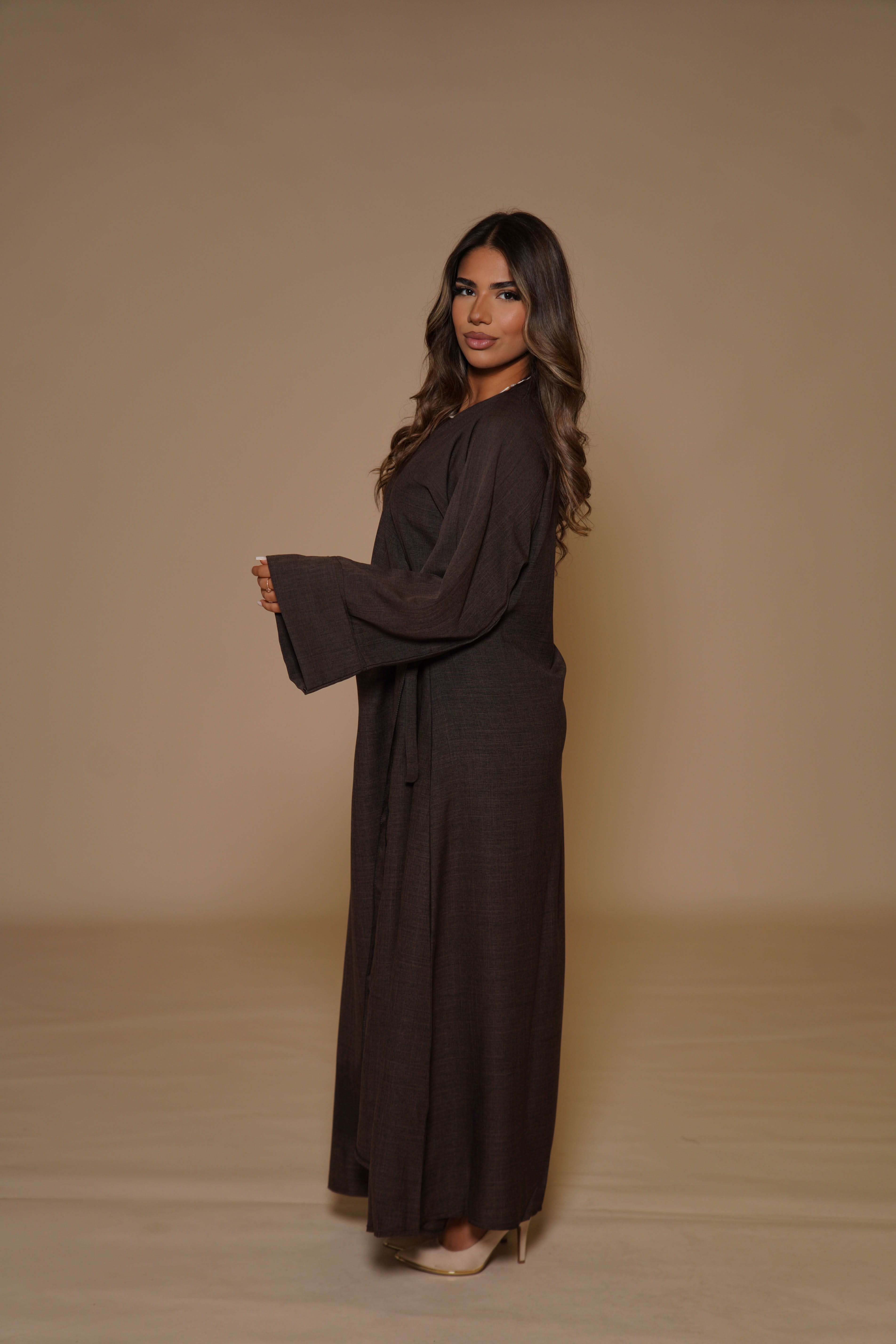 Wickel Linen Abaya - Brown Sugar - Losyana.Shop