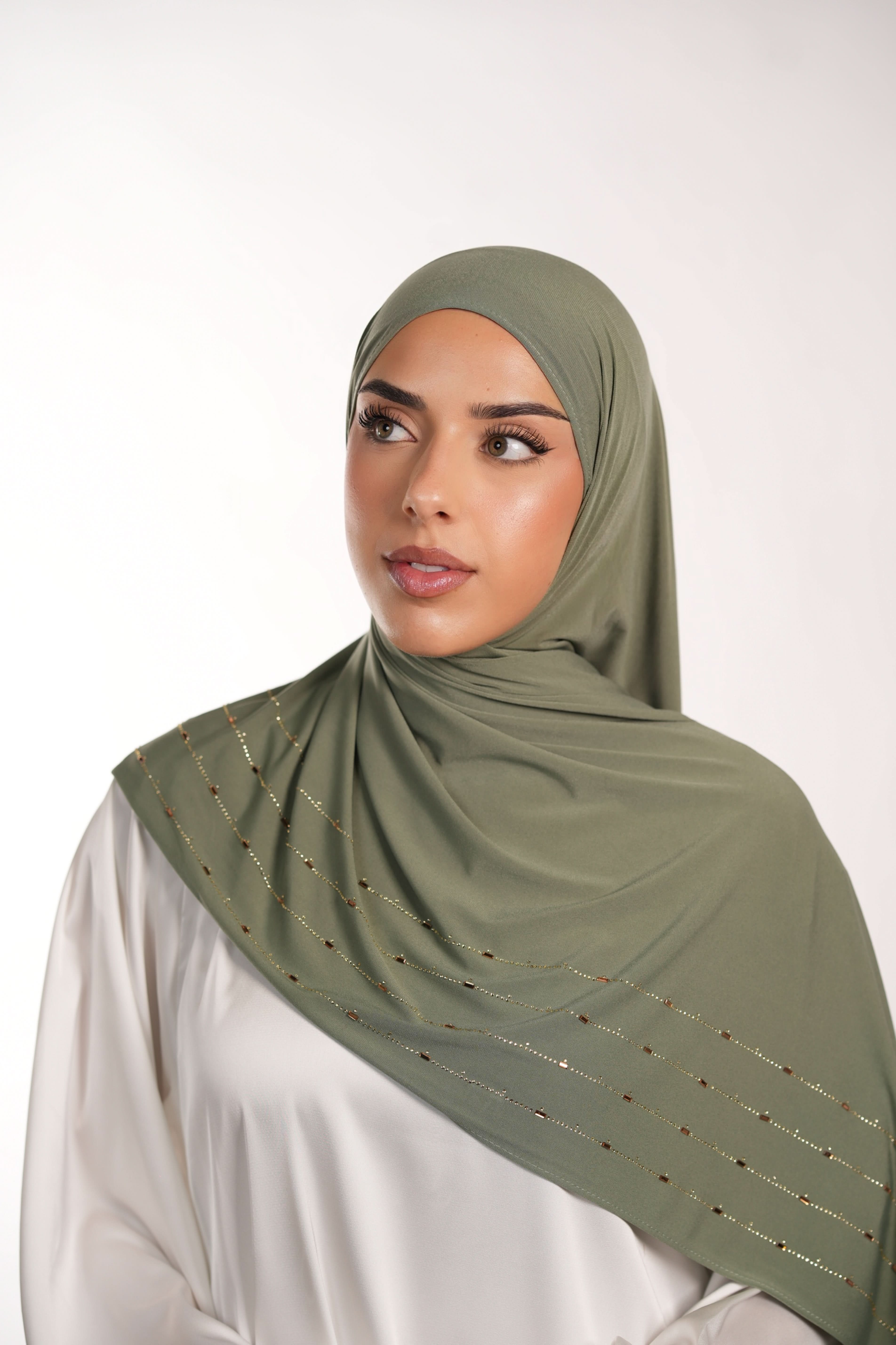 Premium Jersey Strass - olive green - Losyana.Shop