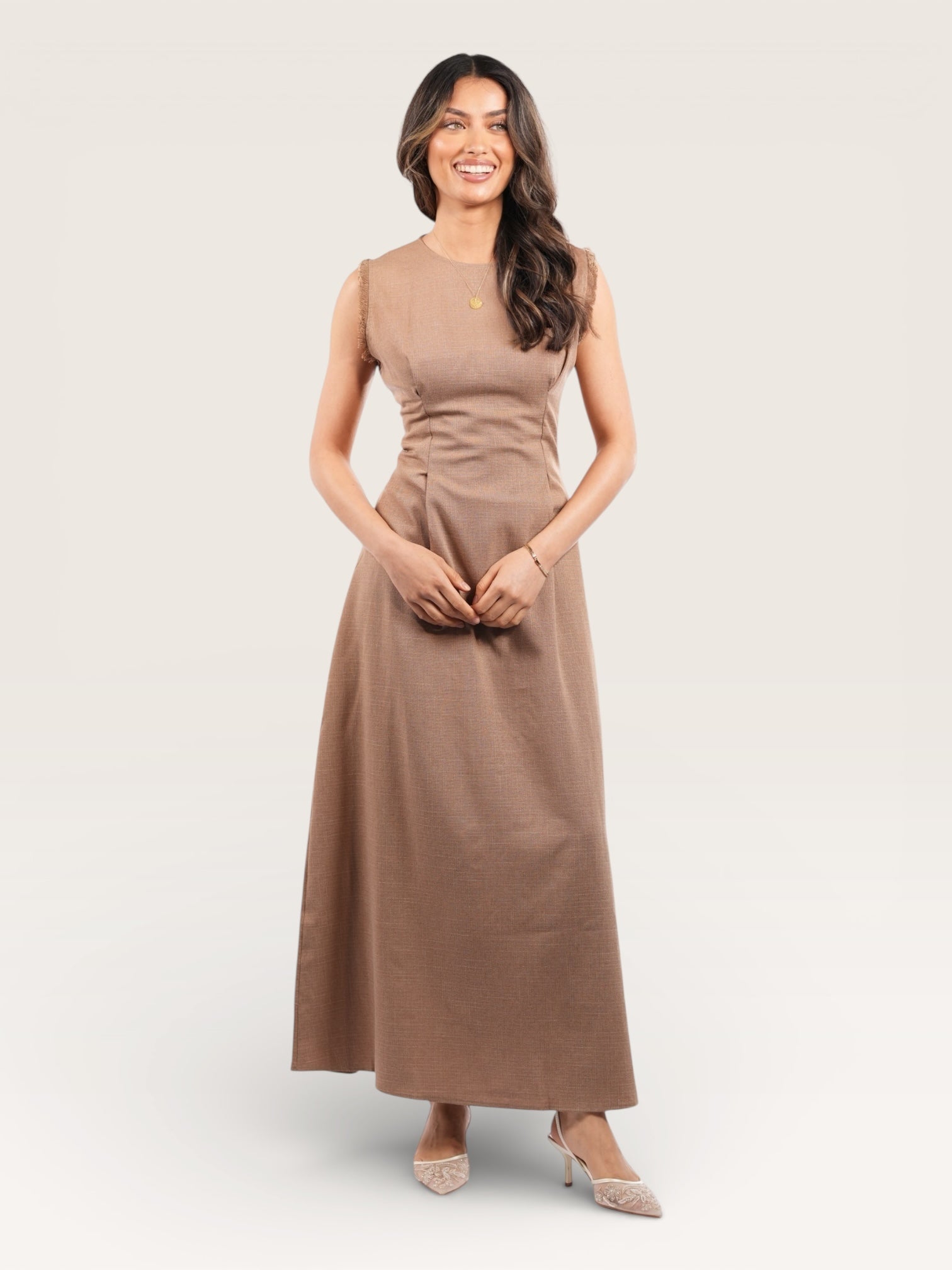 linen corset & kimono - brown mousse - Losyana.Shop