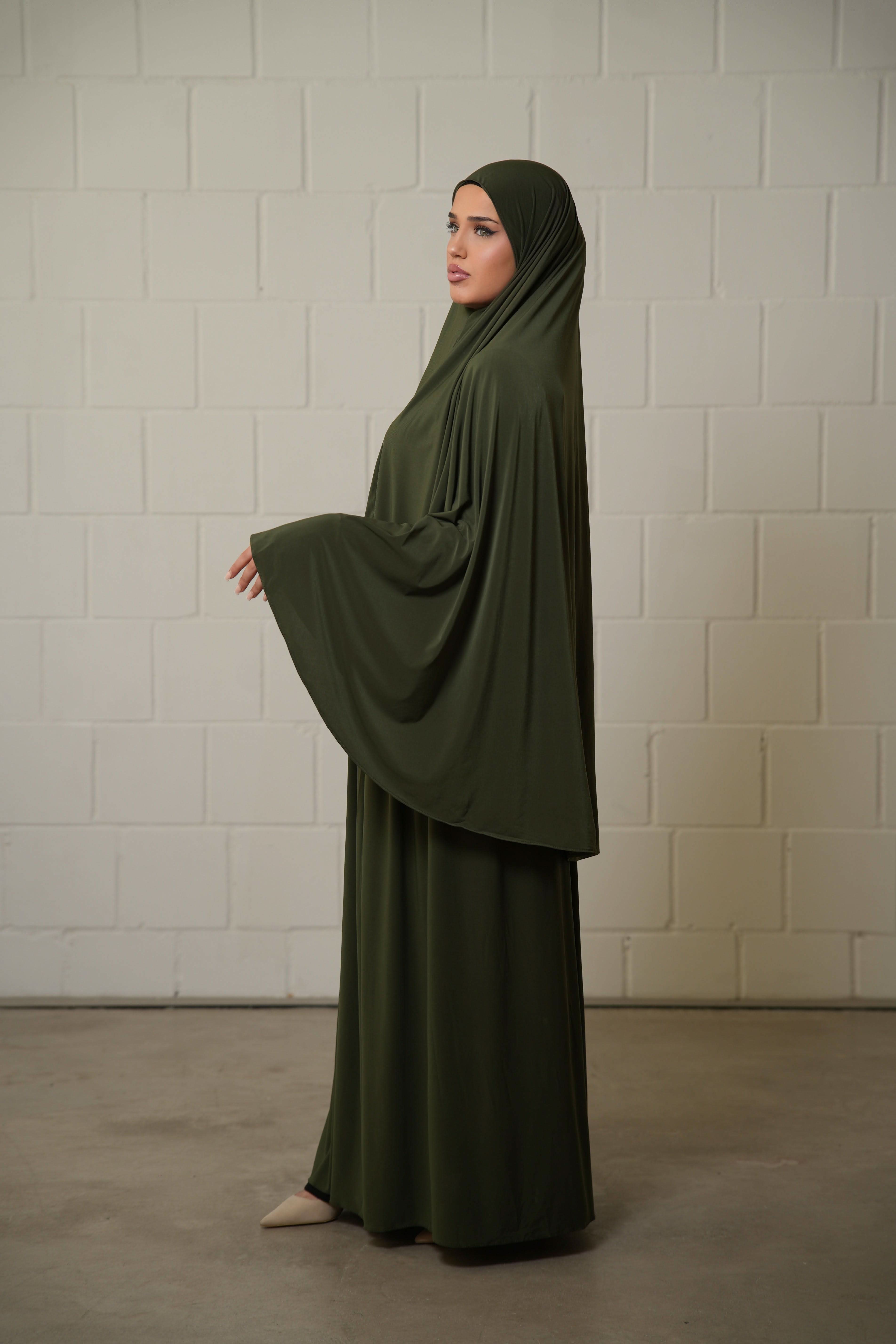 Premium Khimar Set - Khaki Green - Losyana.Shop