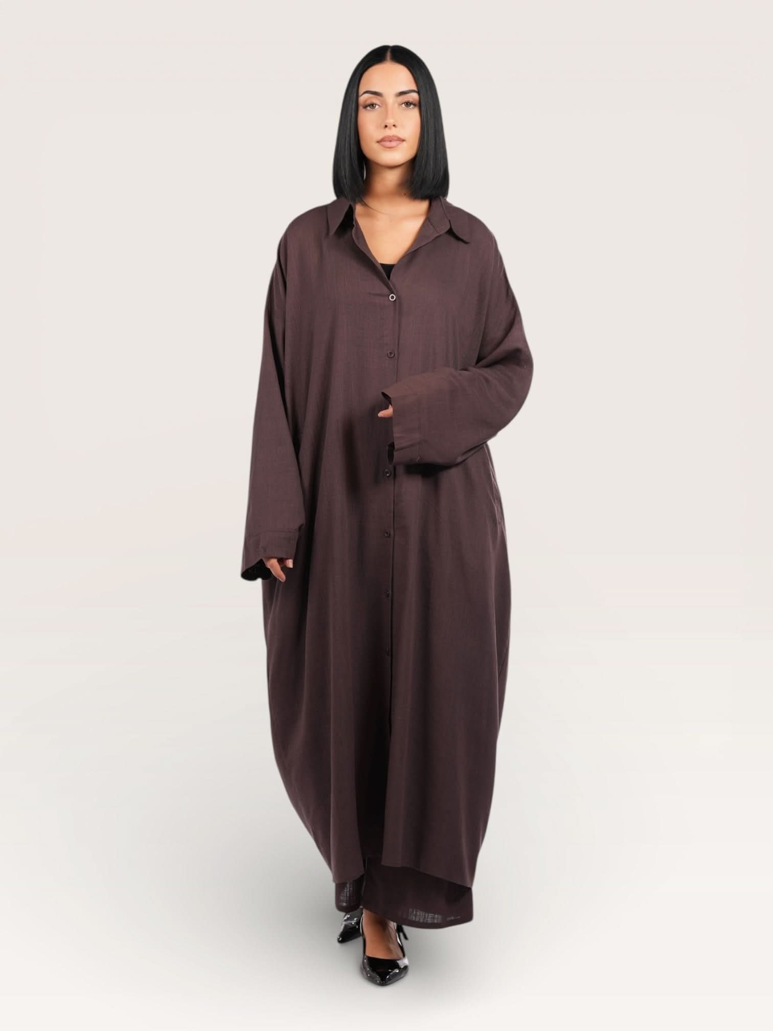 palma linen set - espresso - Losyana.Shop