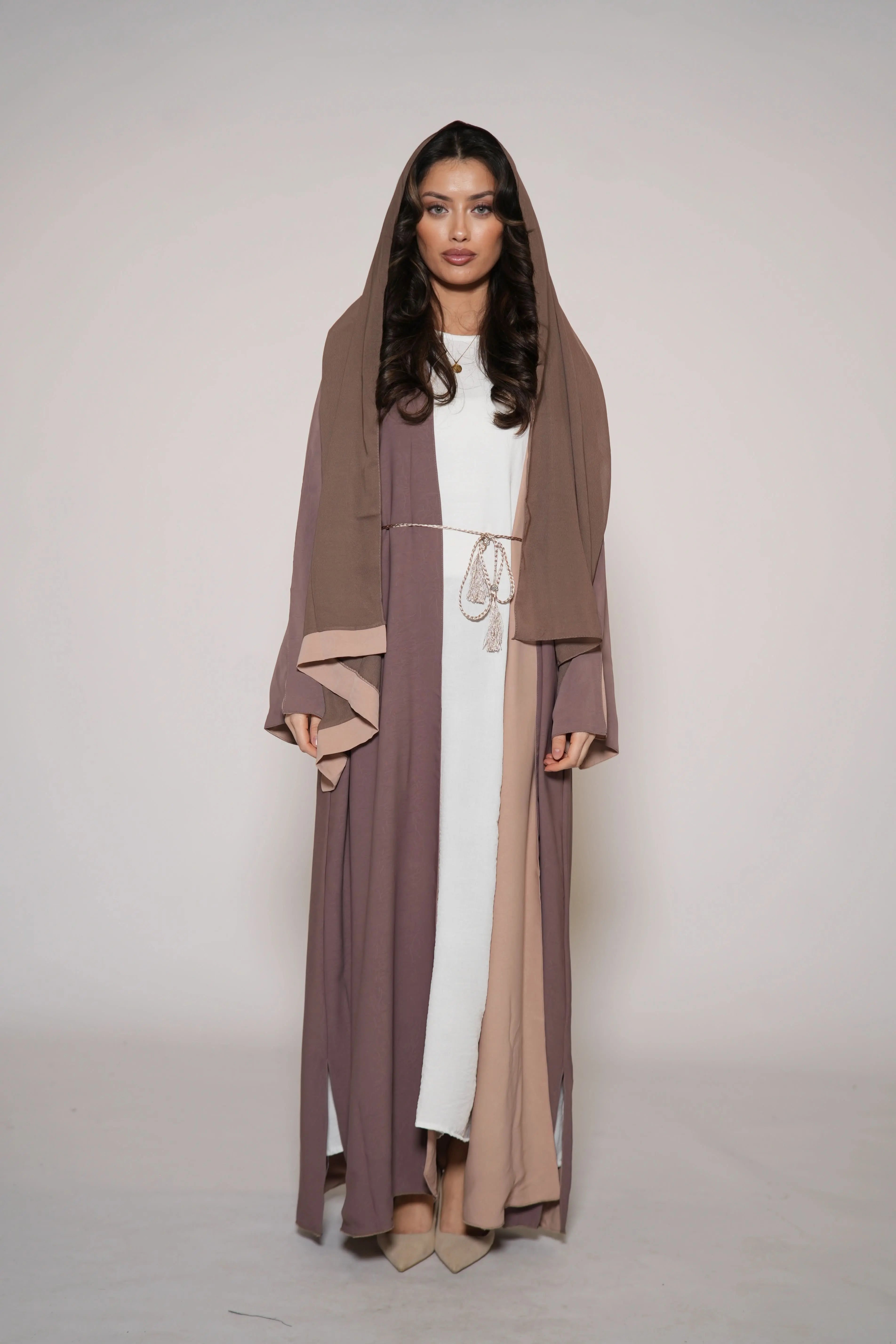 2 in 1 Abaya - beige/velvet - Losyana.Shop