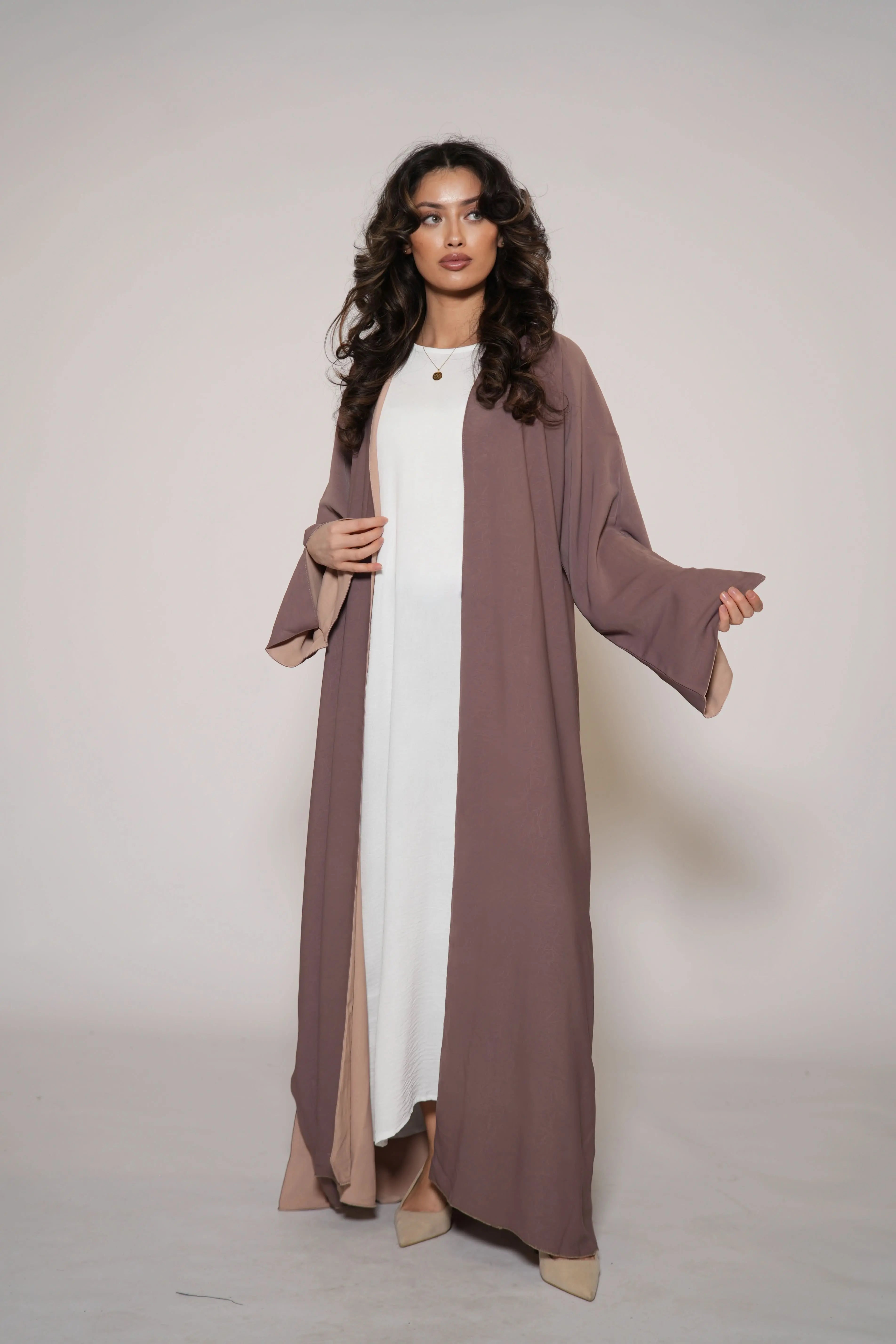 2 in 1 Abaya - beige/velvet - Losyana.Shop
