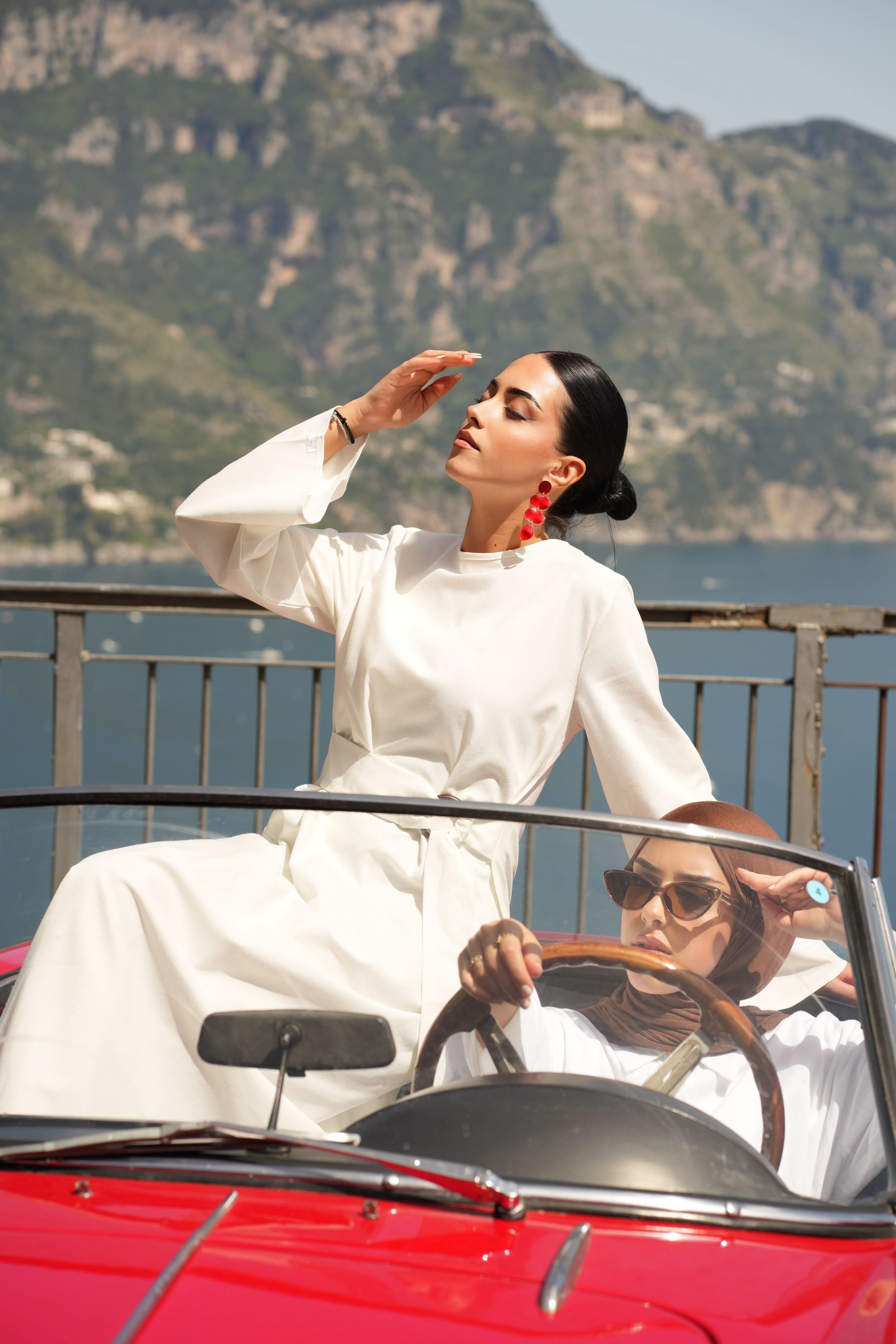 AMALFI LINEN DRESS - WHITE - Losyana.Shop