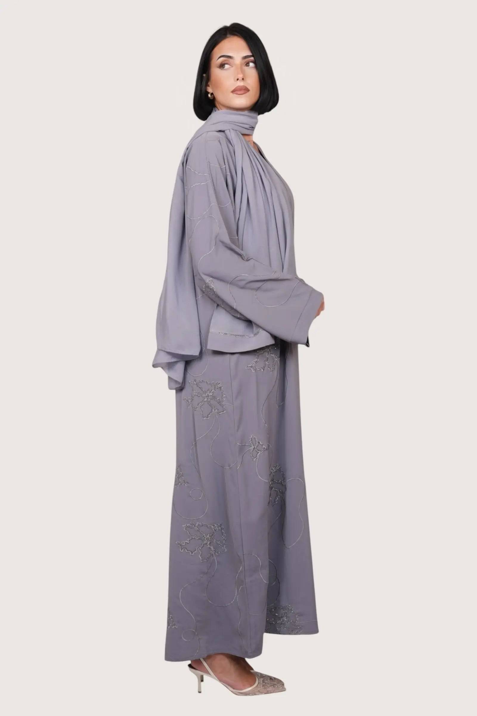 glitter abaya - light grey Losyana.Shop