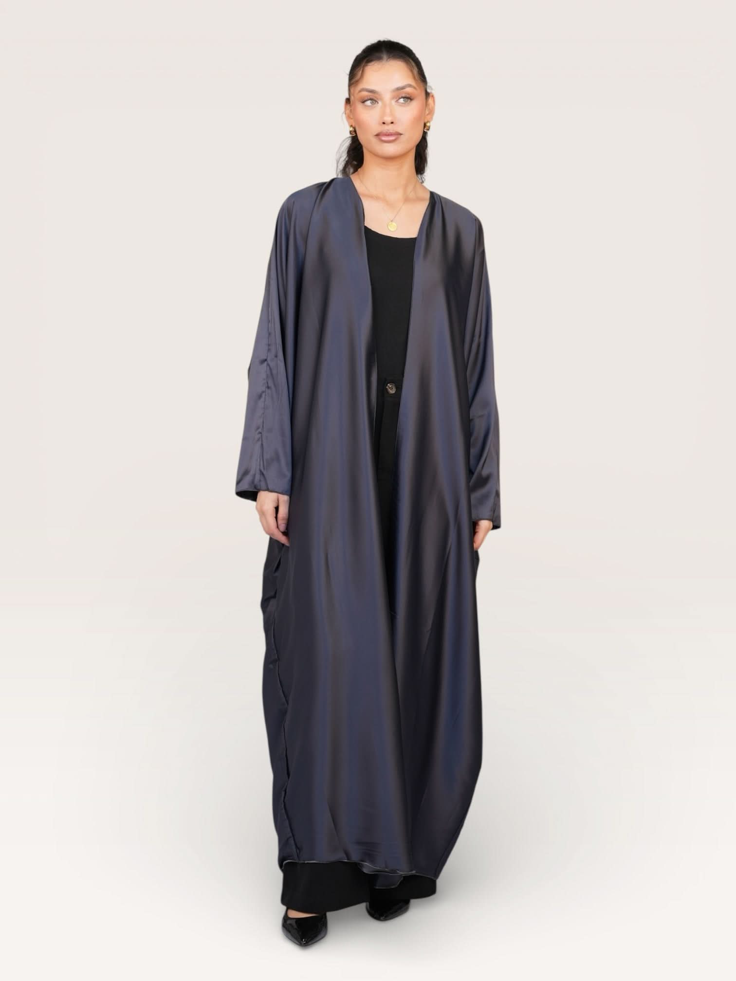 two way abaya - light grey / dark grey