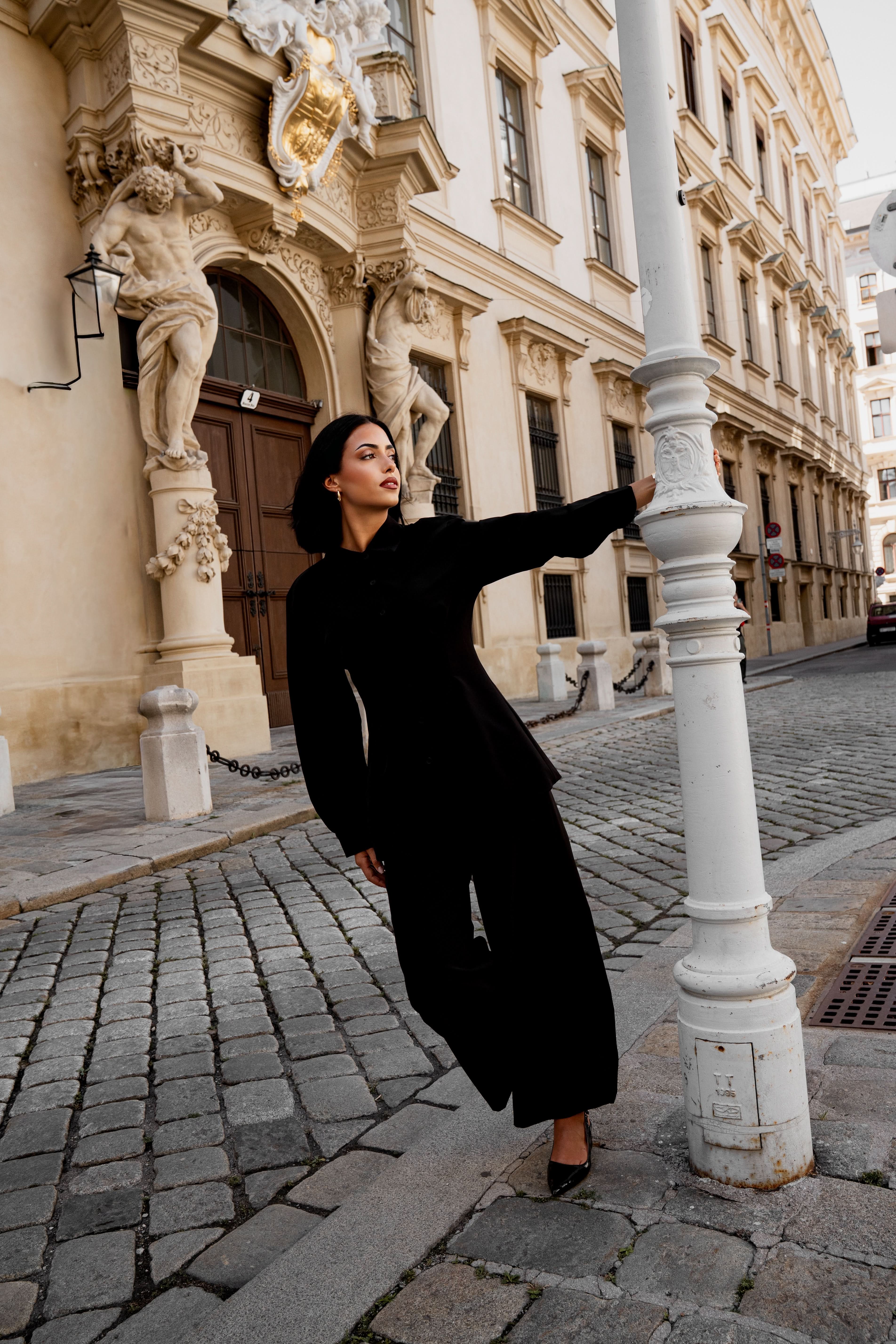 wide leg pants - black - Losyana.Shop