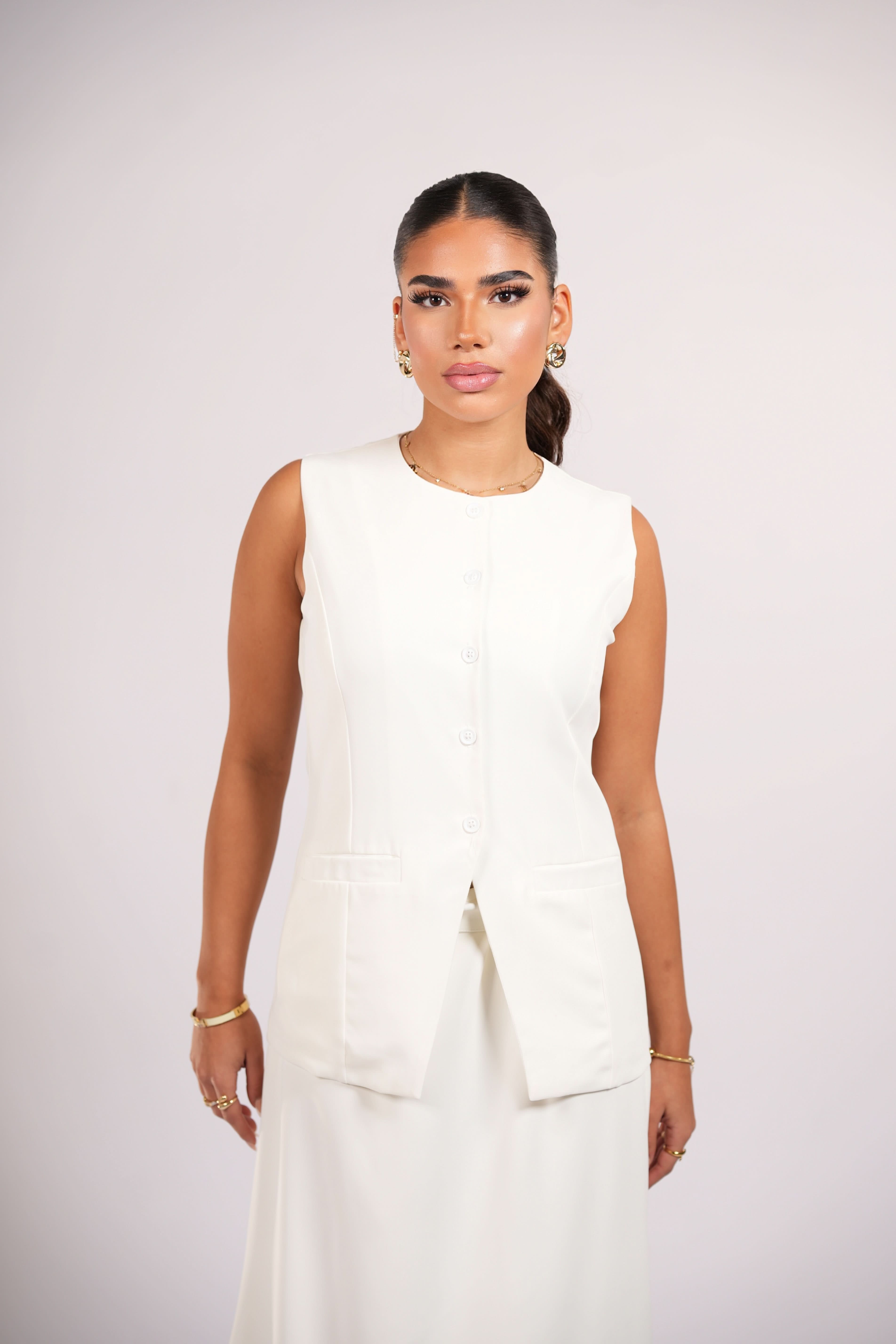 old vienna vest - white - Losyana.Shop