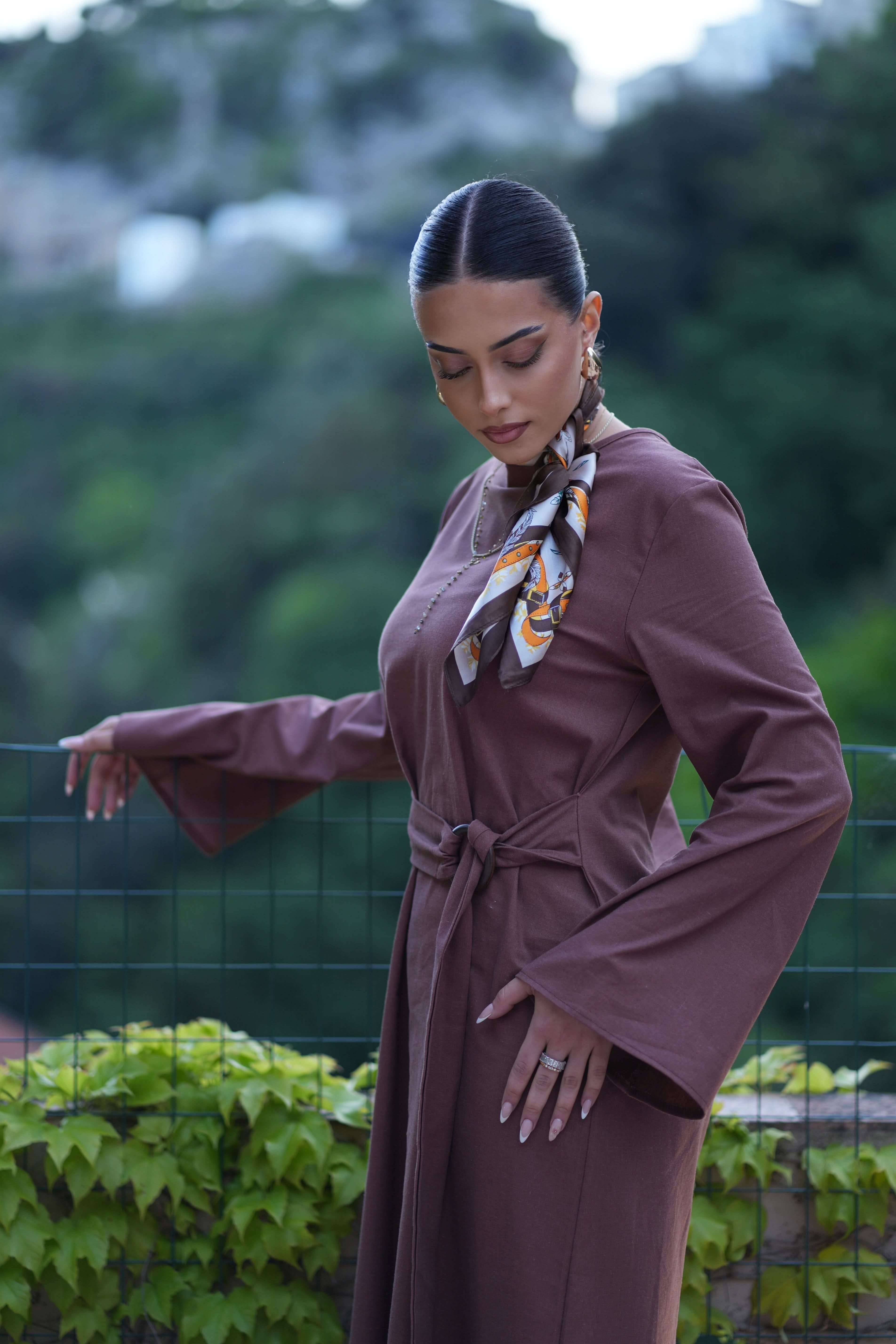 AMALFI LINEN DRESS - BROWN - Losyana.Shop