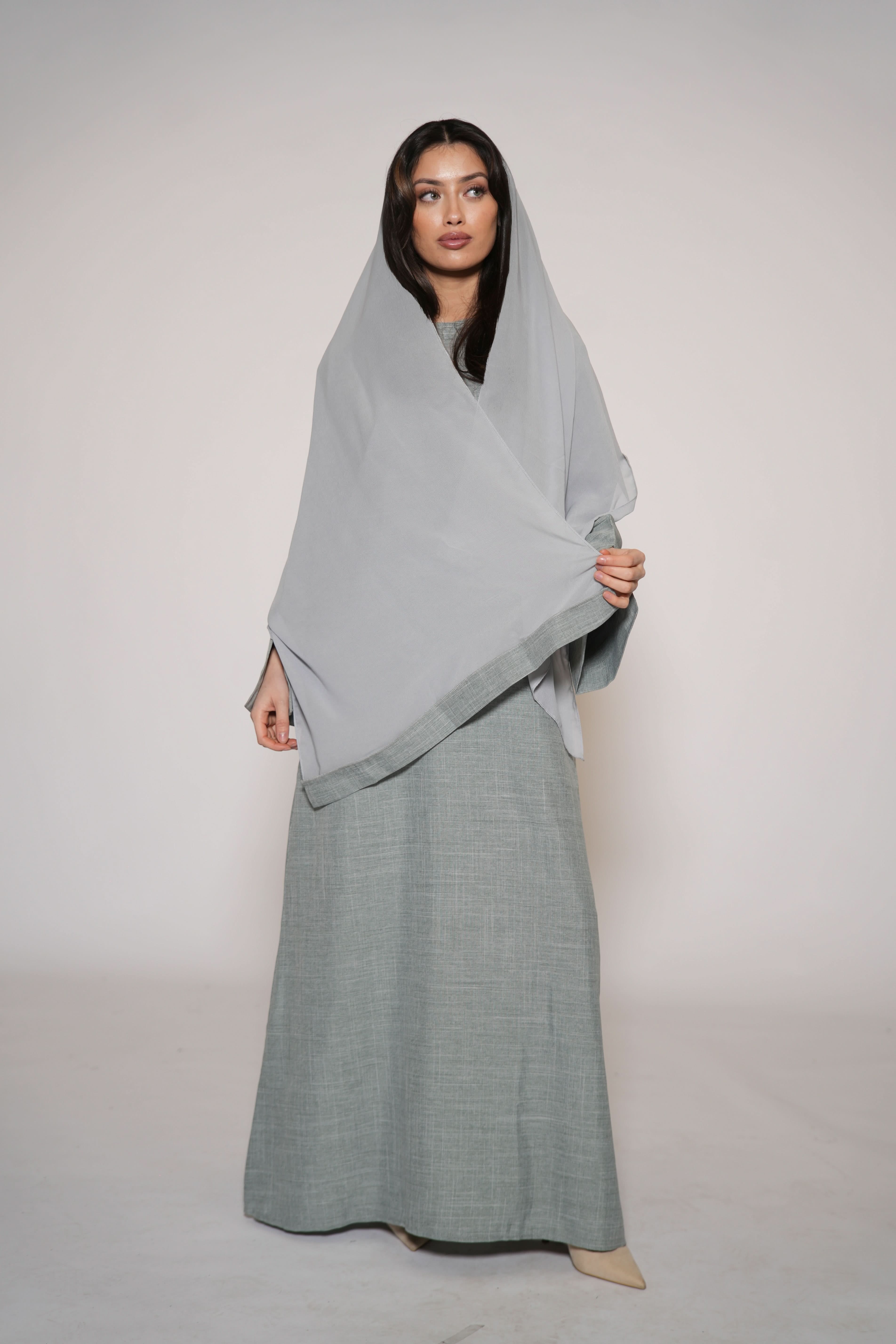 Linen Abaya - grey - Losyana.Shop