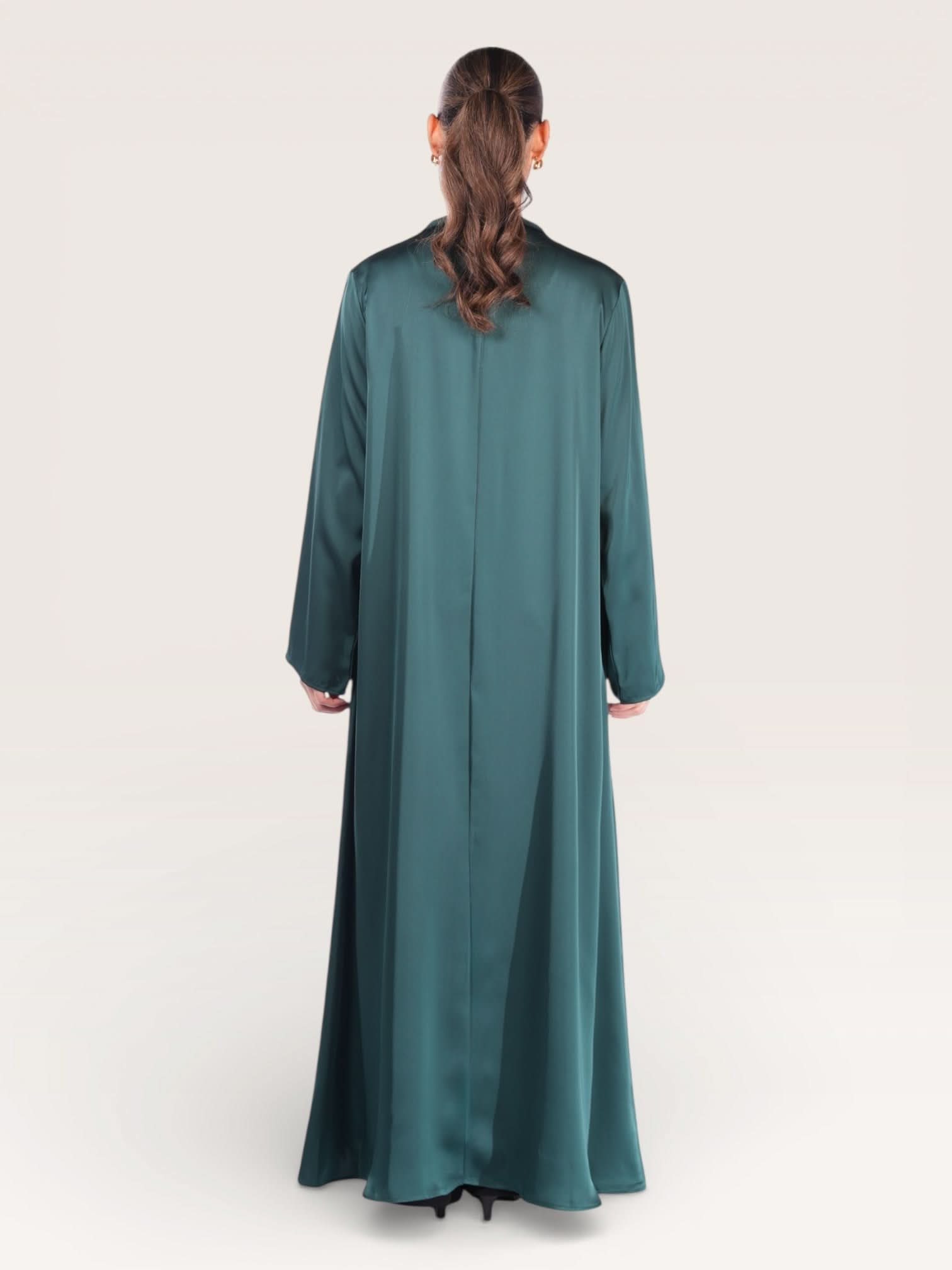satin kimono abaya - royal green - Losyana.Shop