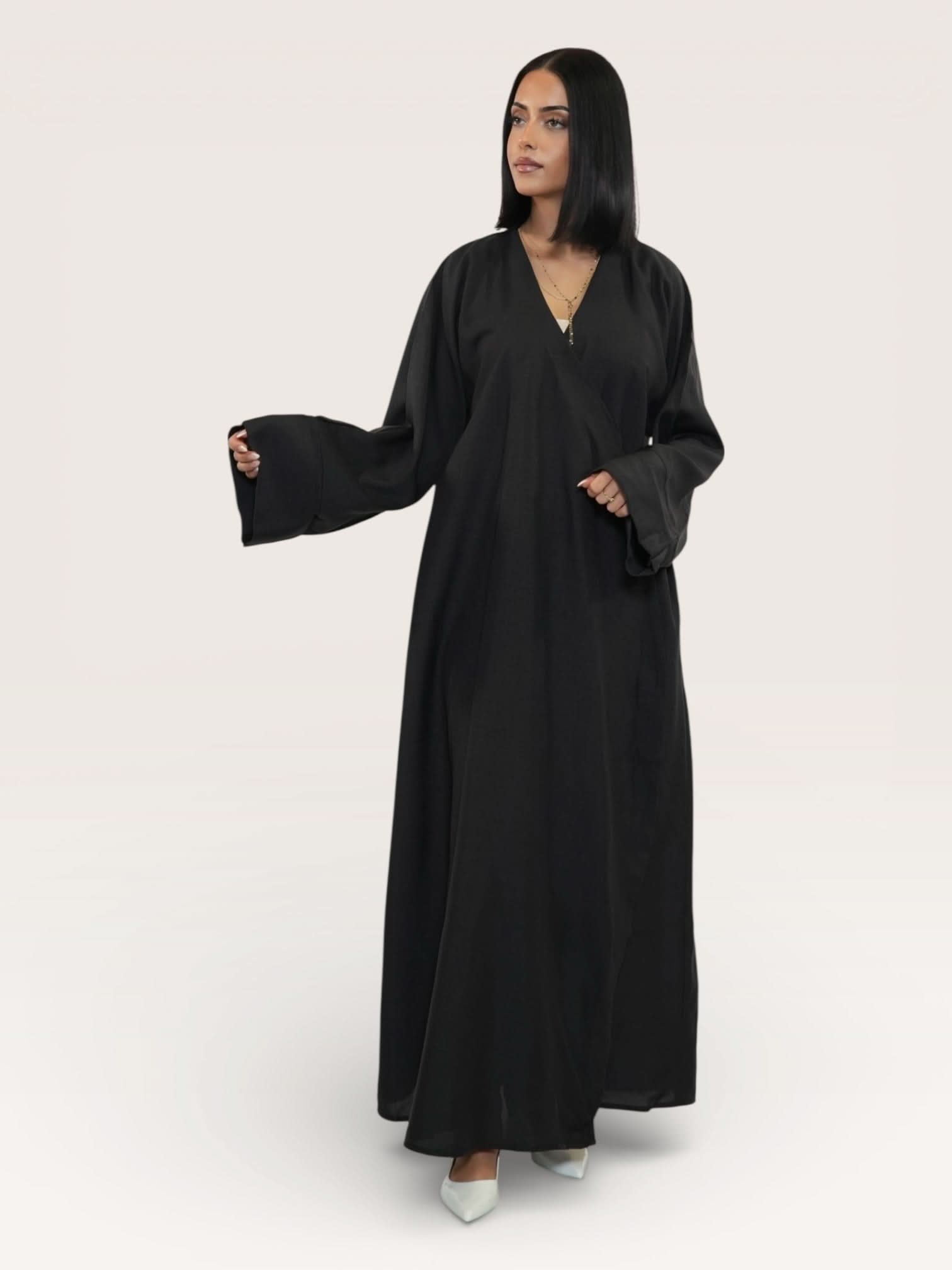 wickel linen abaya - black - Losyana.Shop