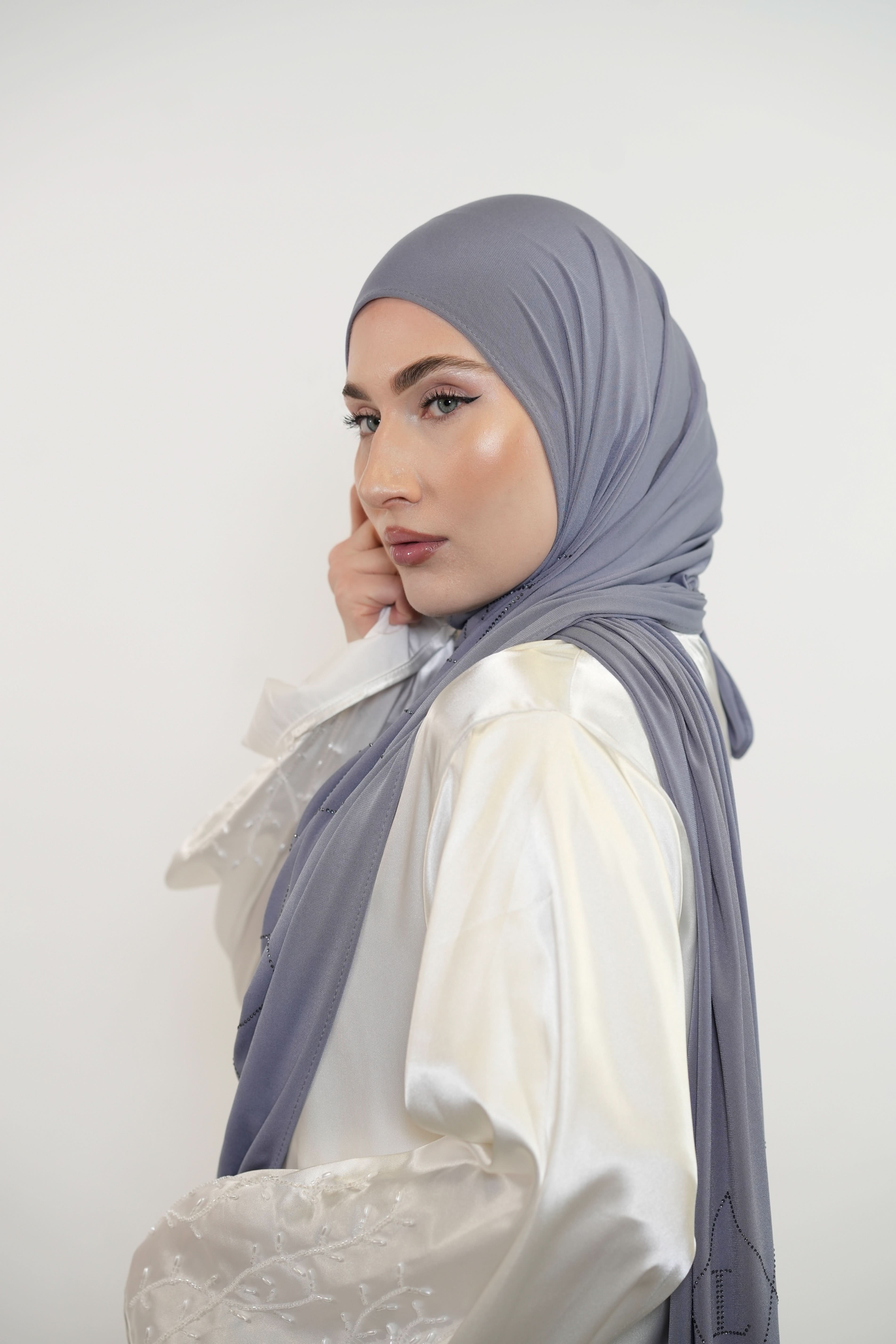 Premium Jersey Strass “L” - blue grey - Losyana.Shop