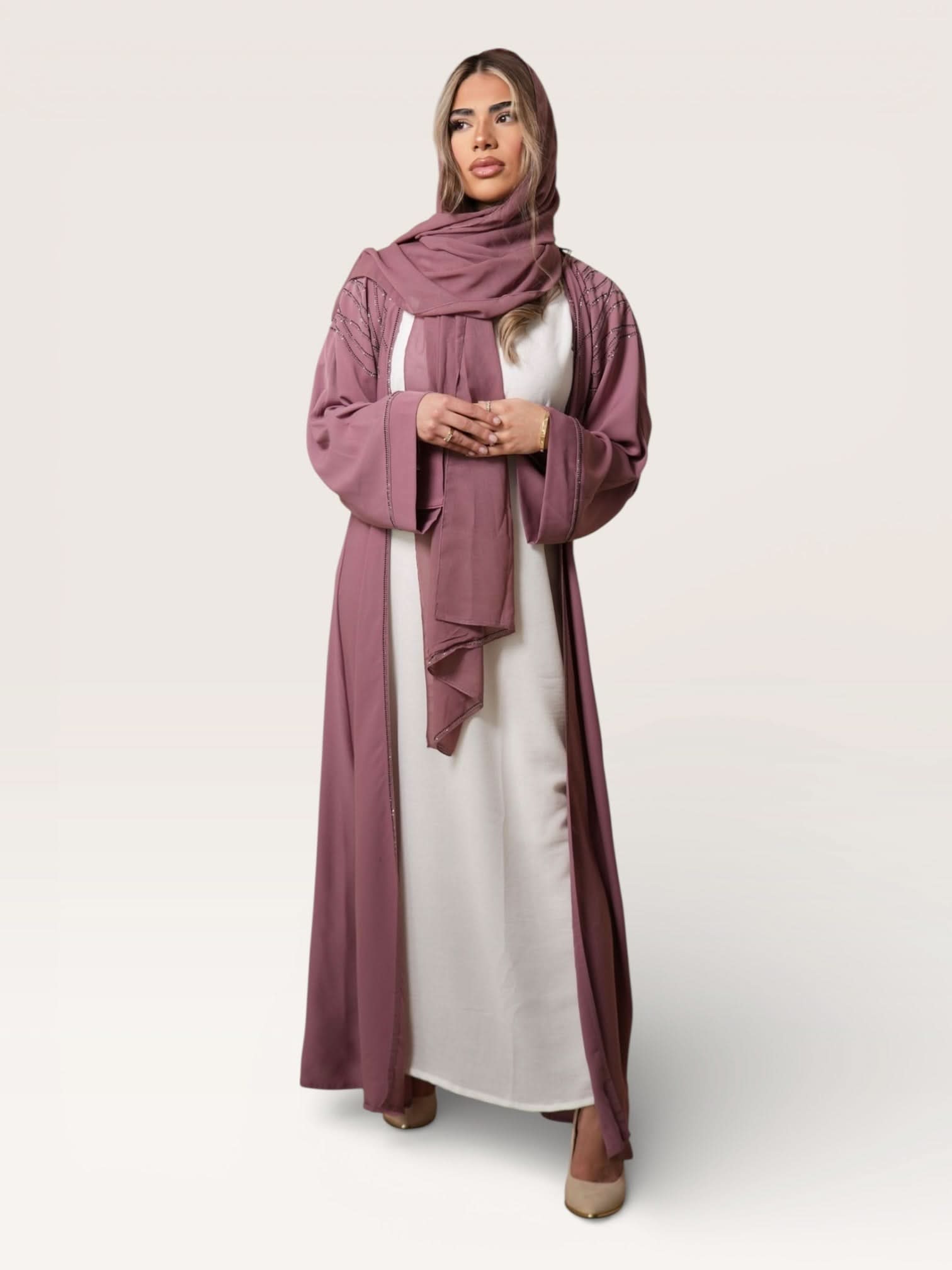 emirate abaya - pink - Losyana.Shop