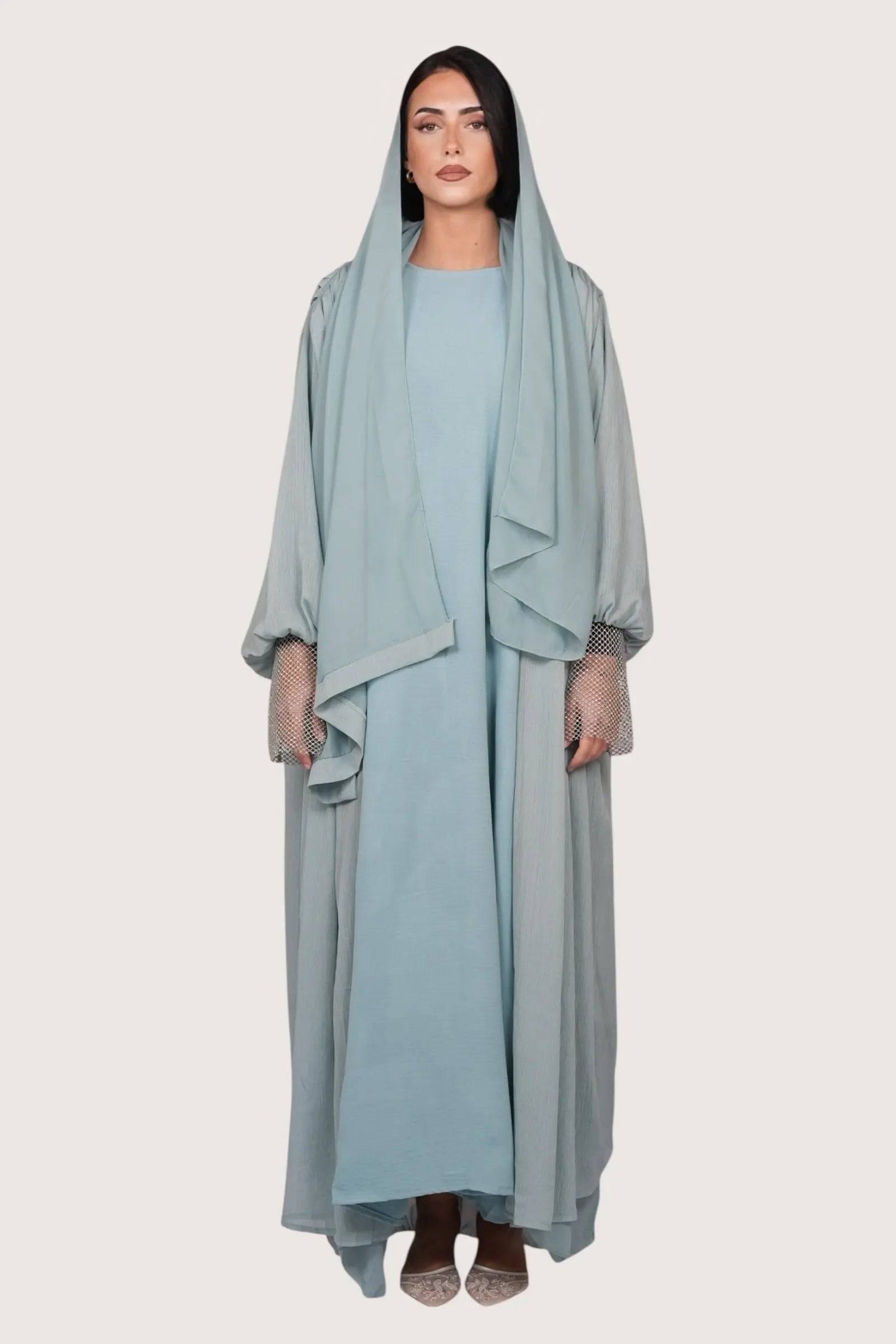 Shimmer Abaya - light blue - Losyana.Shop