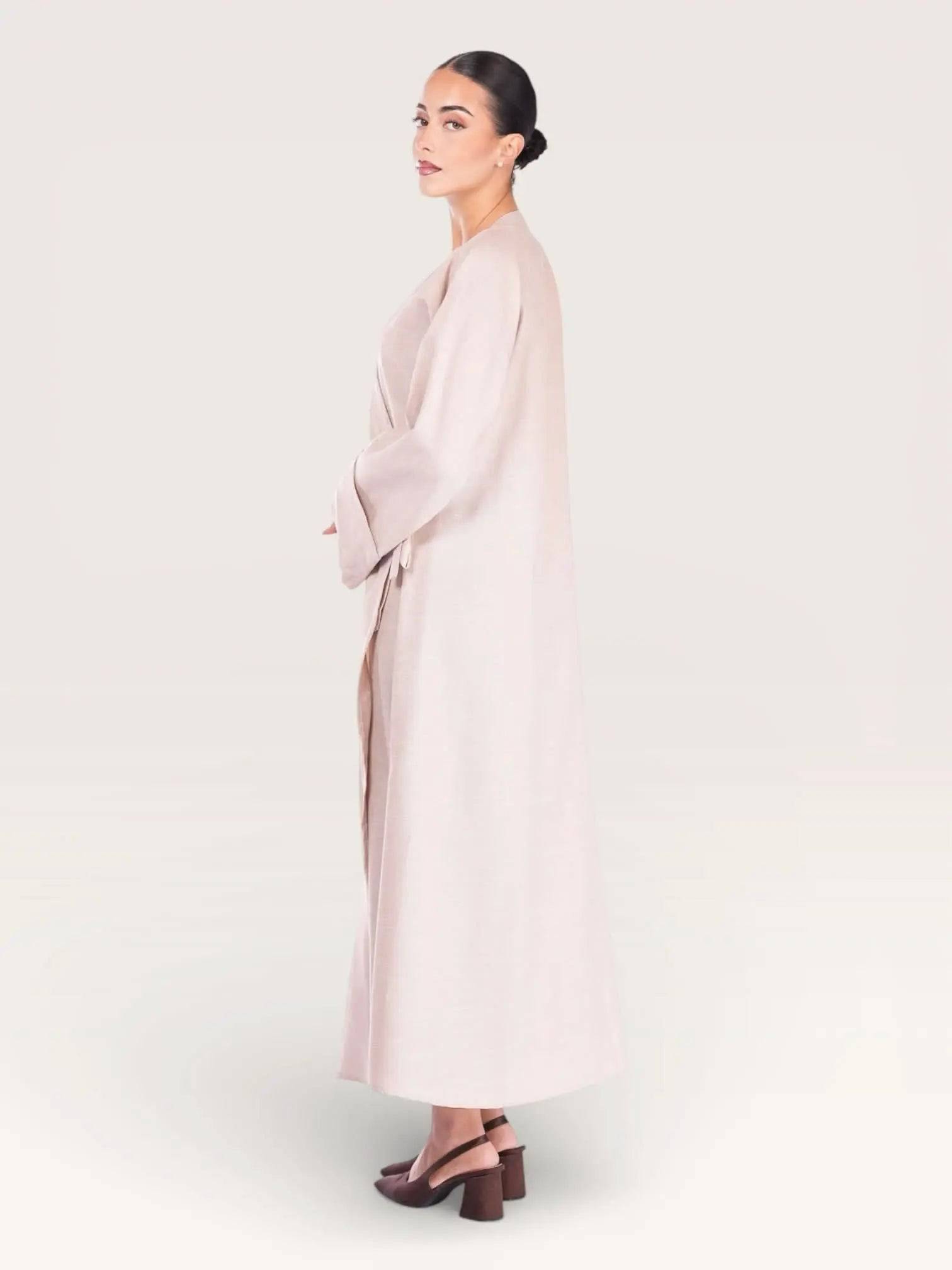 wickel linen abaya - beige - Losyana.Shop