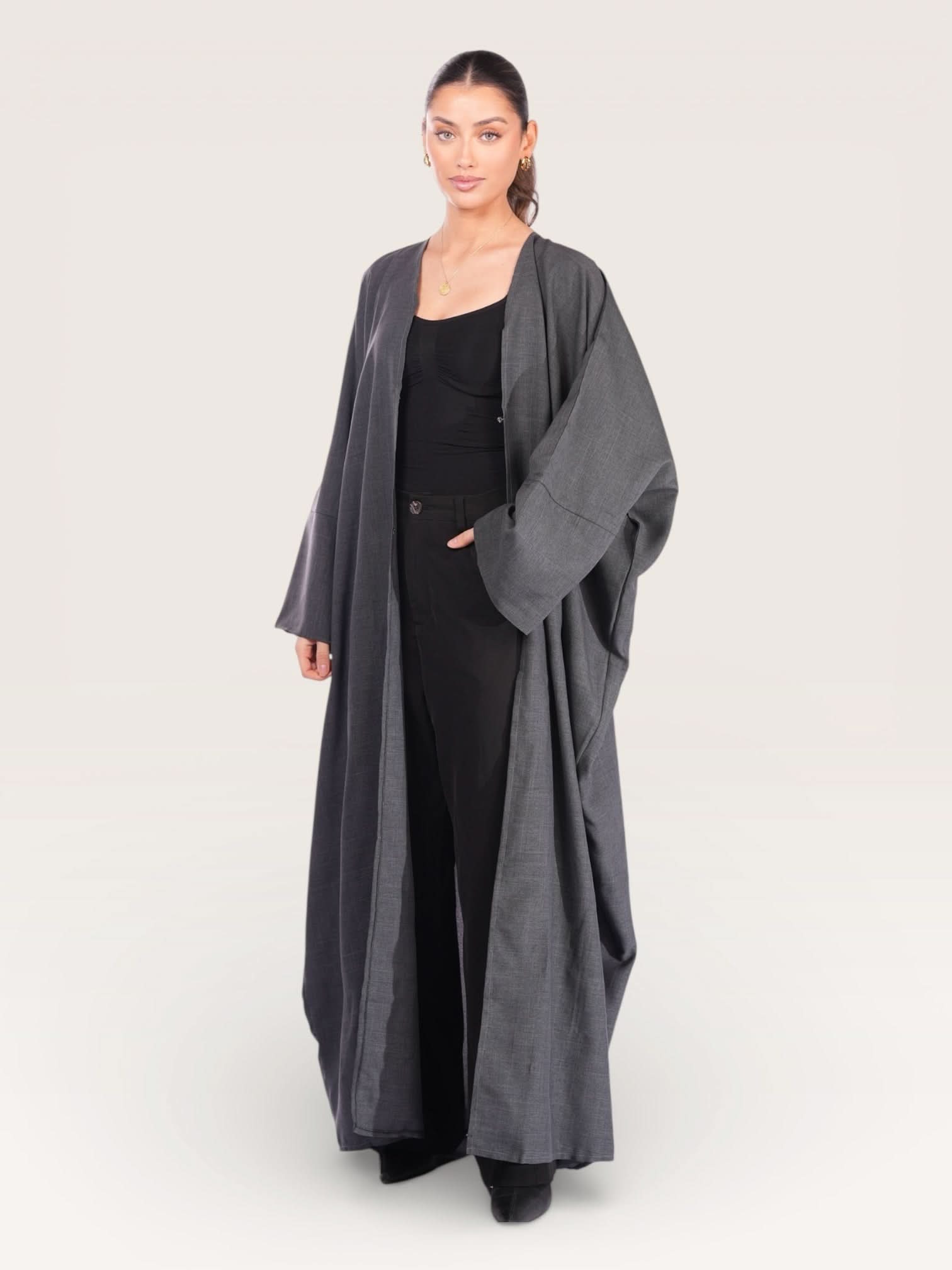 linen abaya/kimono - dark grey - Losyana.Shop