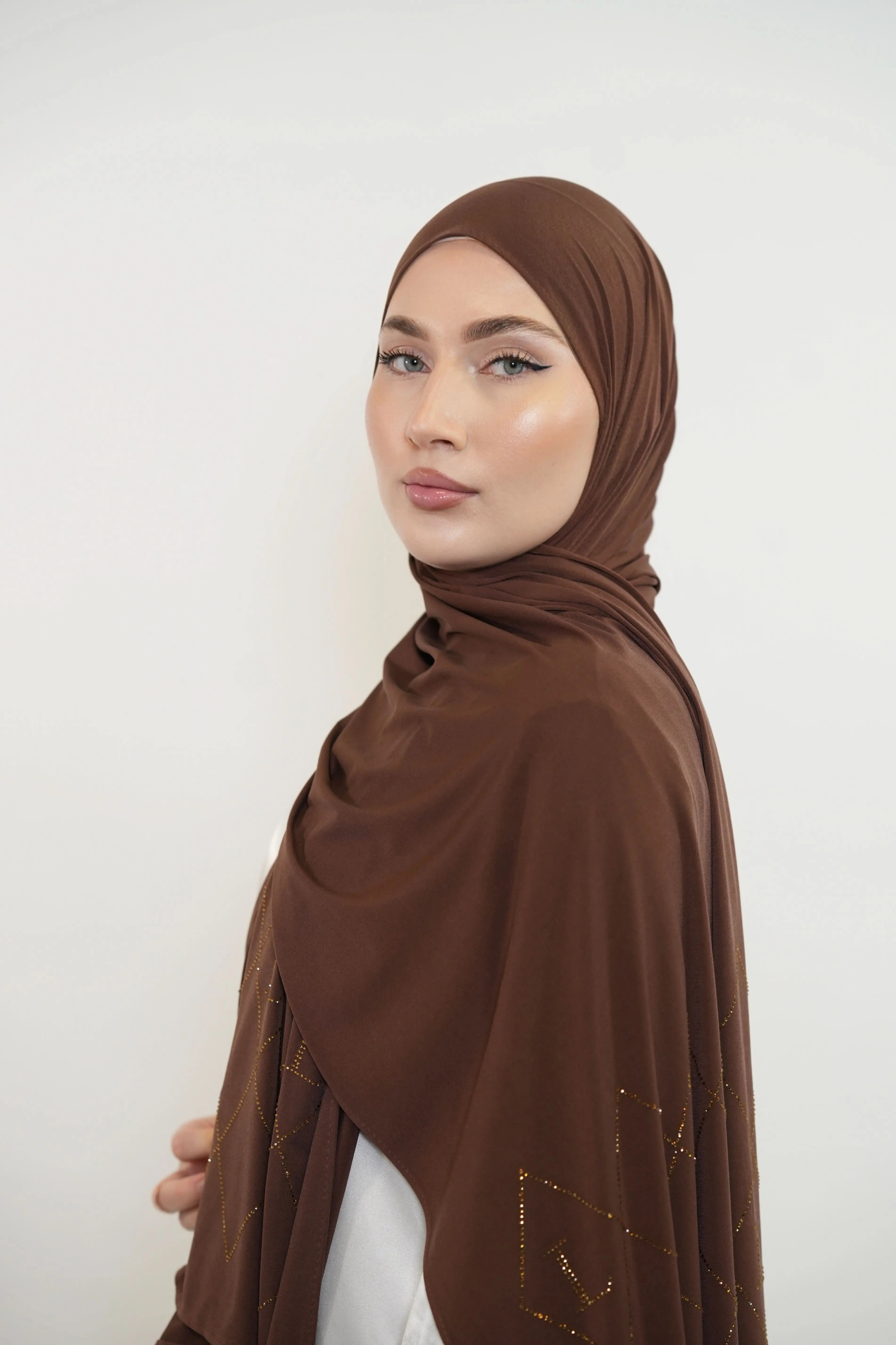 Premium Jersey Strass “L” - mocca brown - Losyana.Shop