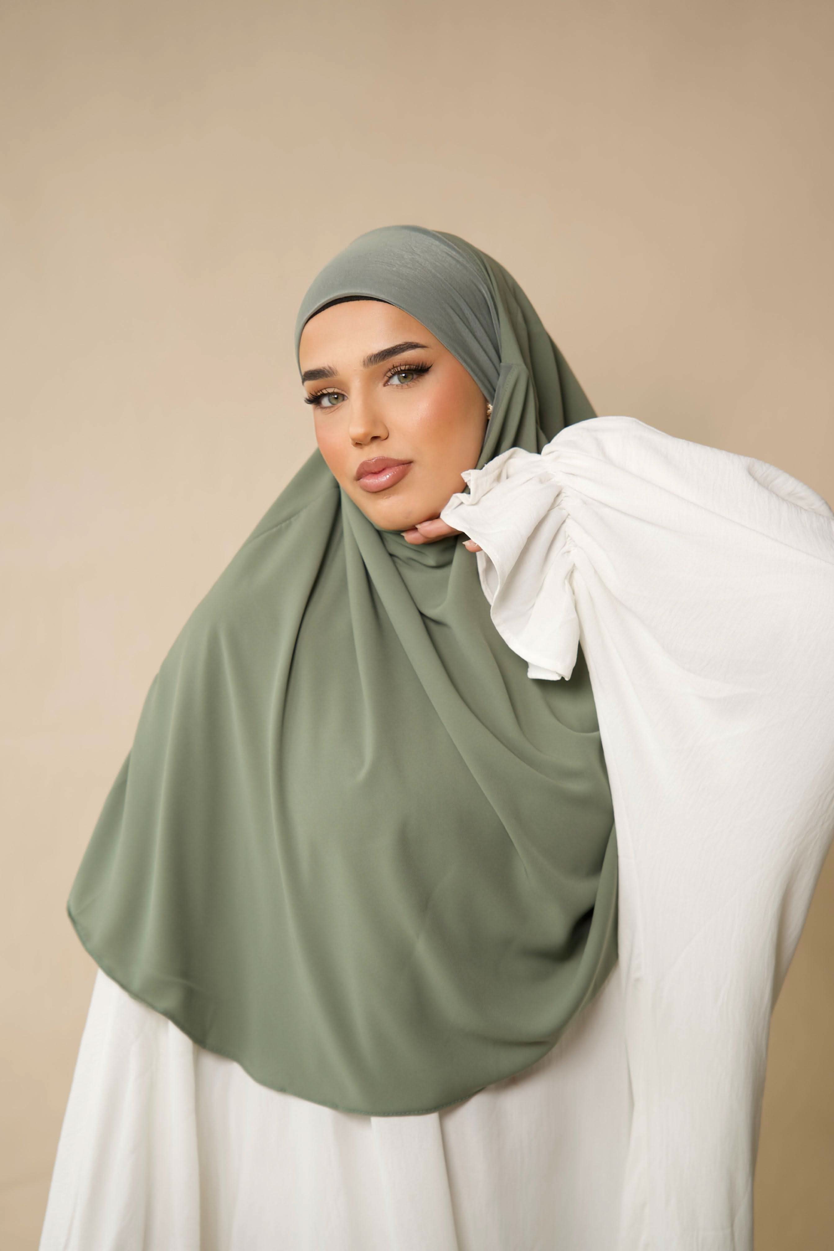 Short Khimar - olive green - Losyana.Shop