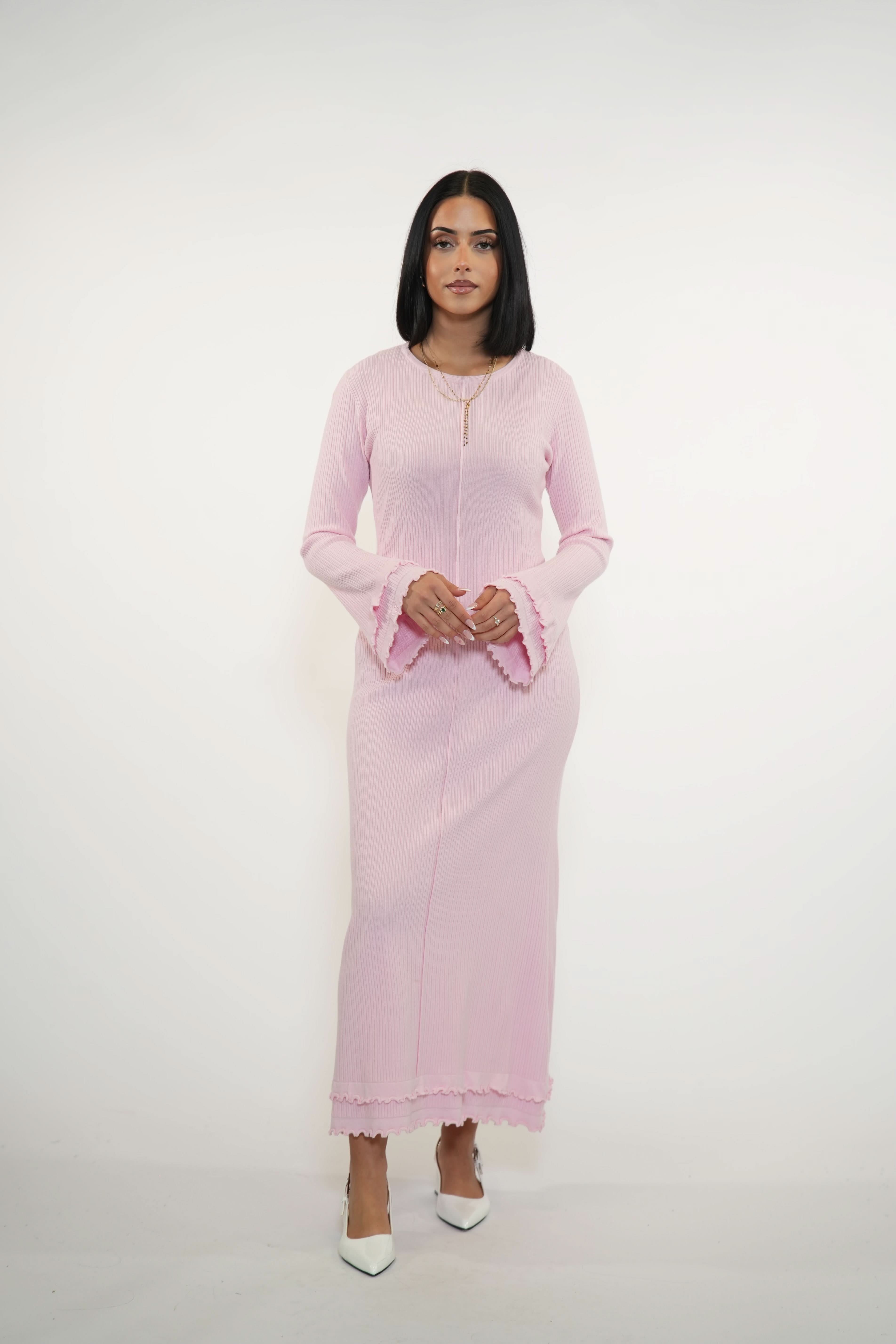 RUFFLED MAXI DRESS - ROSE - Losyana.Shop