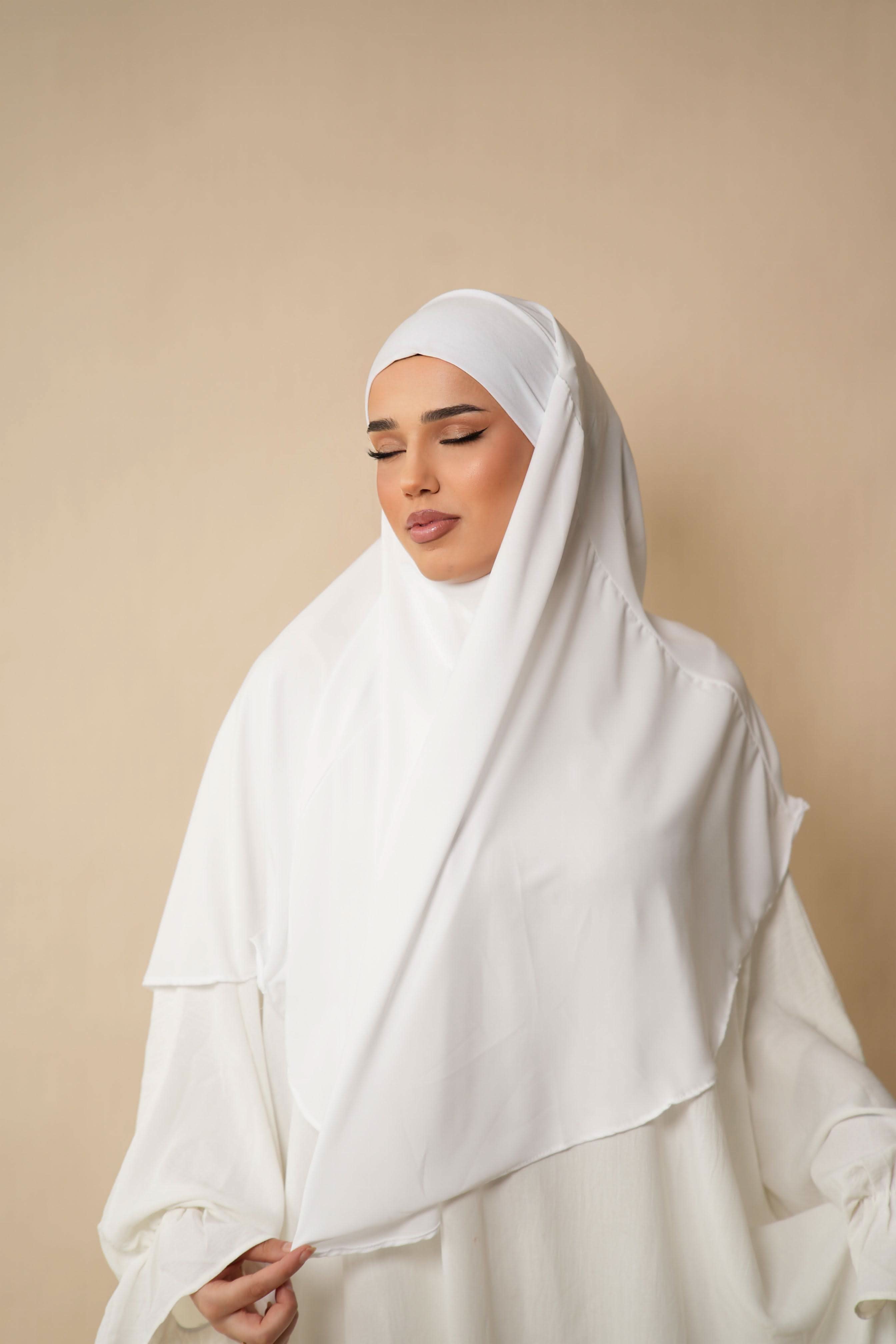 Short Khimar - white - Losyana.Shop