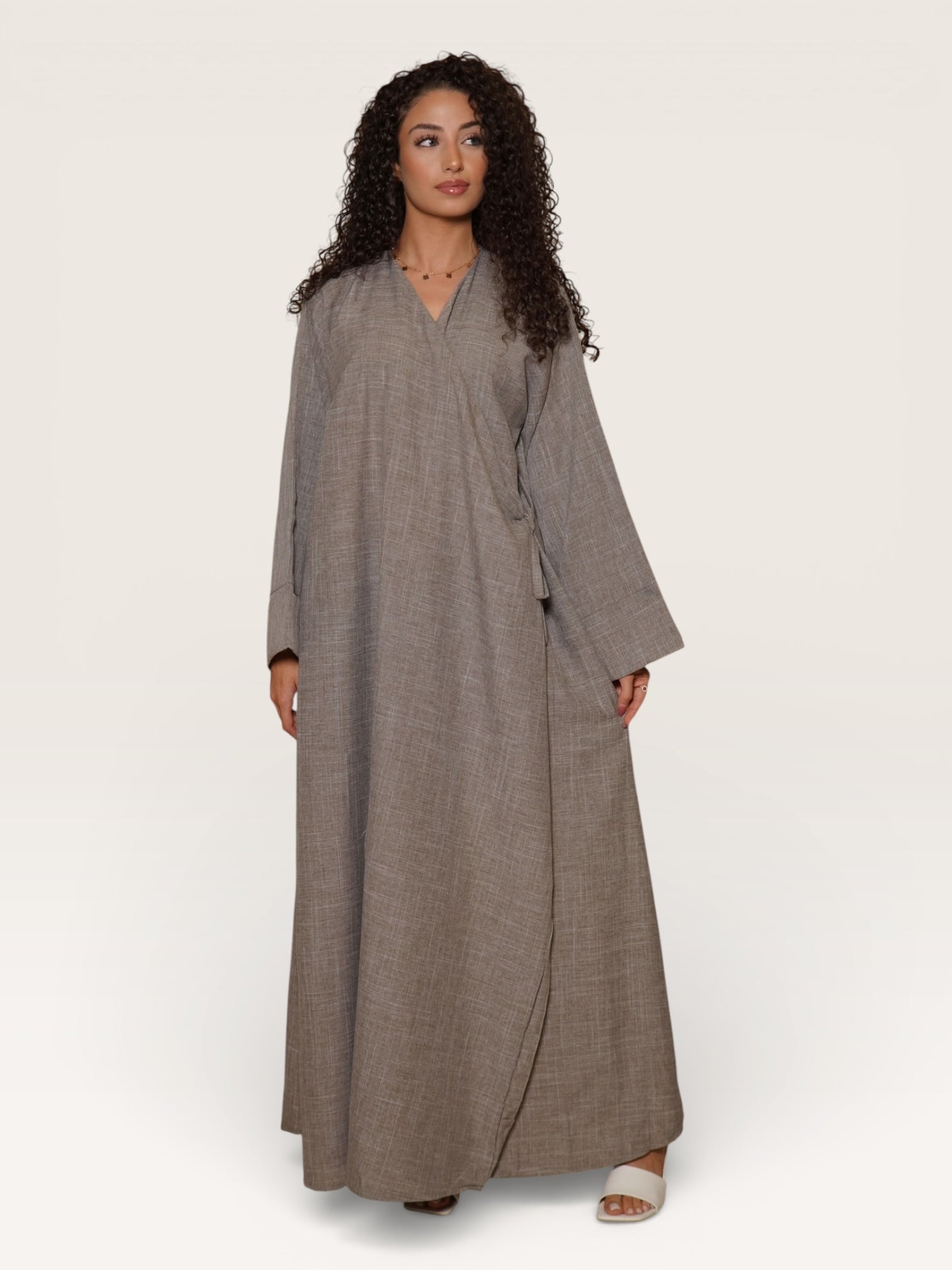 wickel linen abaya - venge