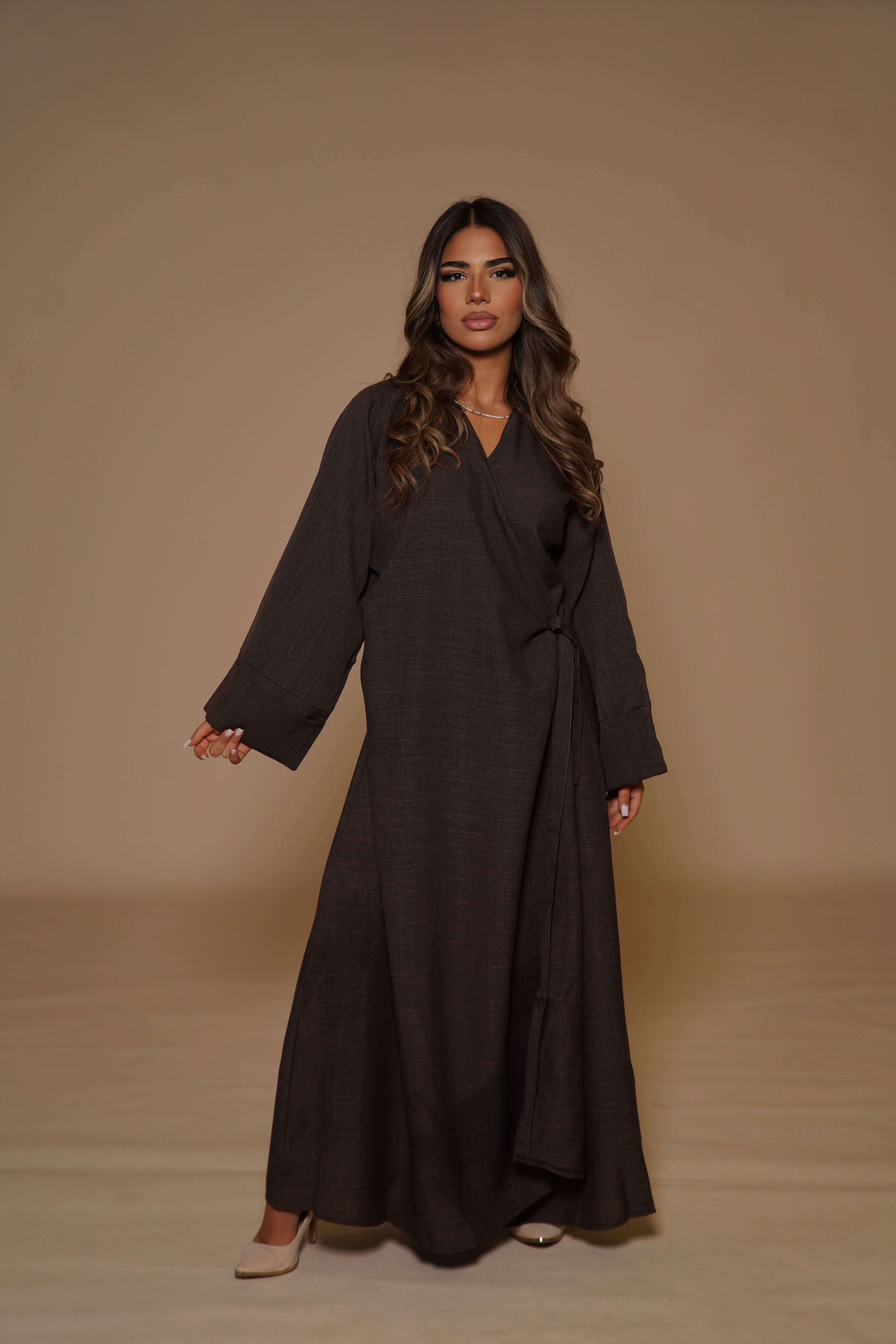 Wickel Linen Abaya - Brown Sugar - Losyana.Shop