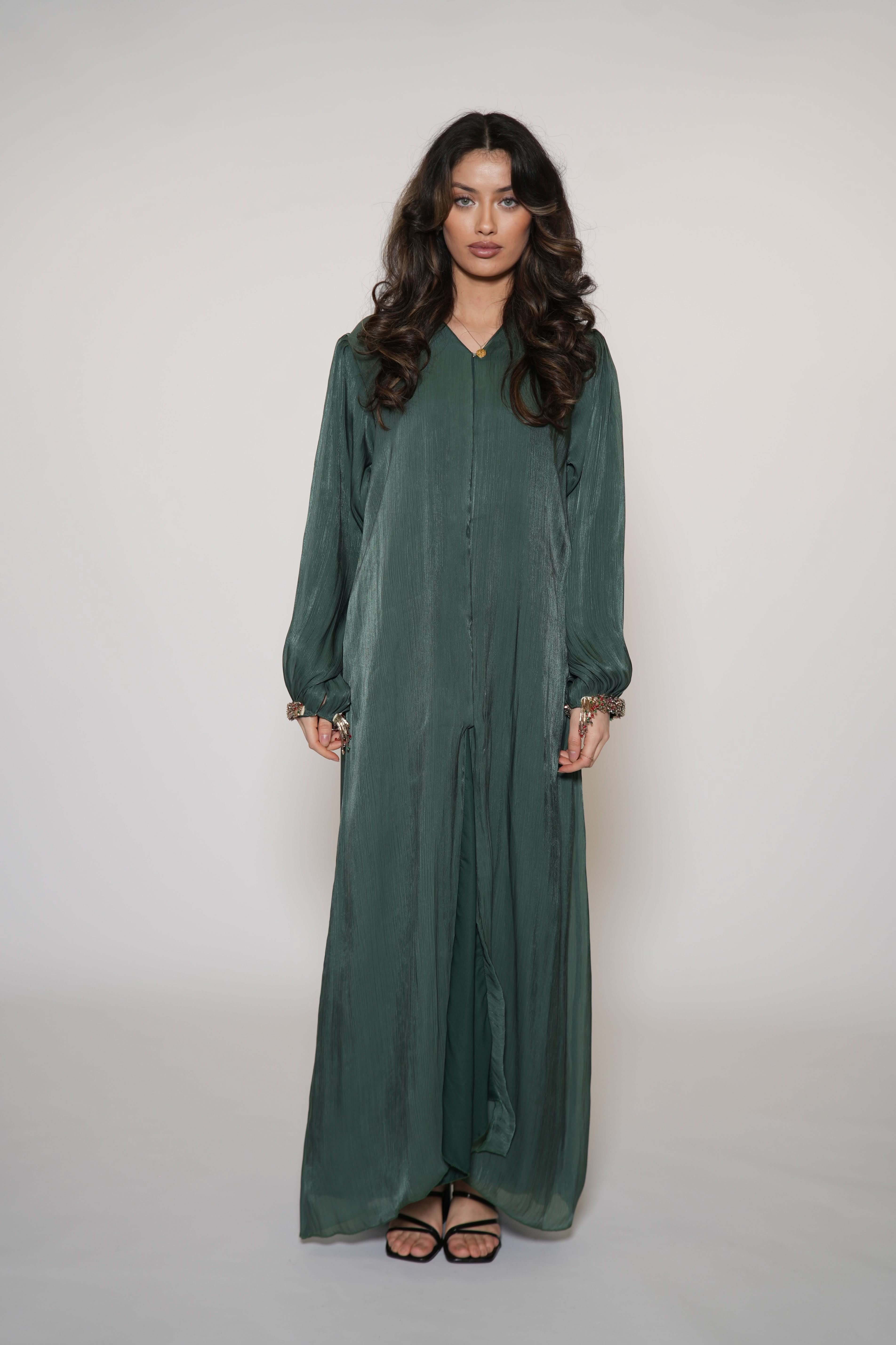 Glamour Abaya - forest green - Losyana.Shop