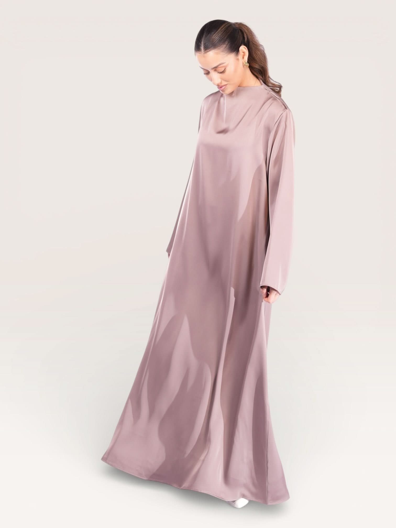 satin kimono abaya - rose taupe - Losyana.Shop