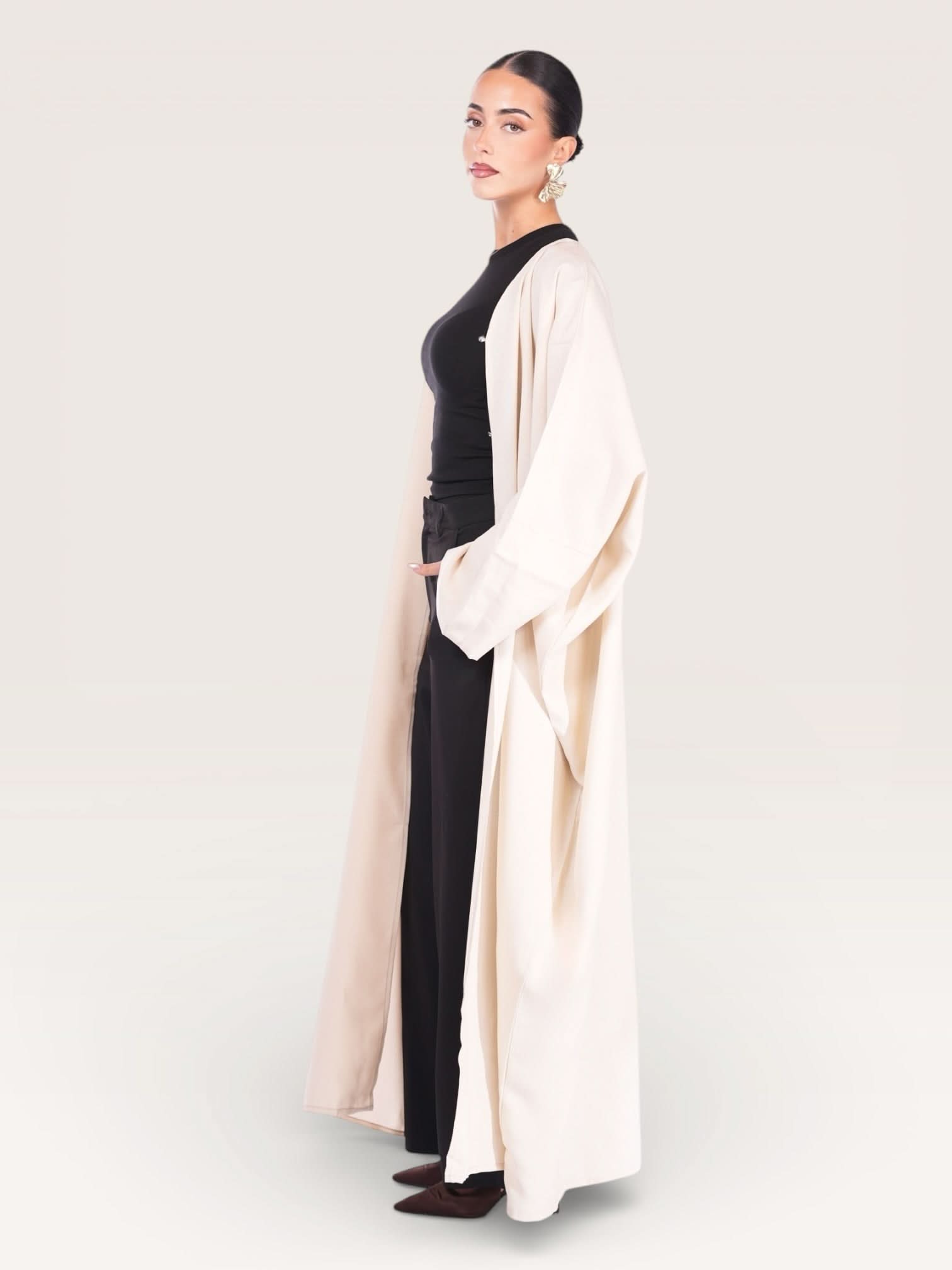 linen abaya/kimono - beige - Losyana.Shop
