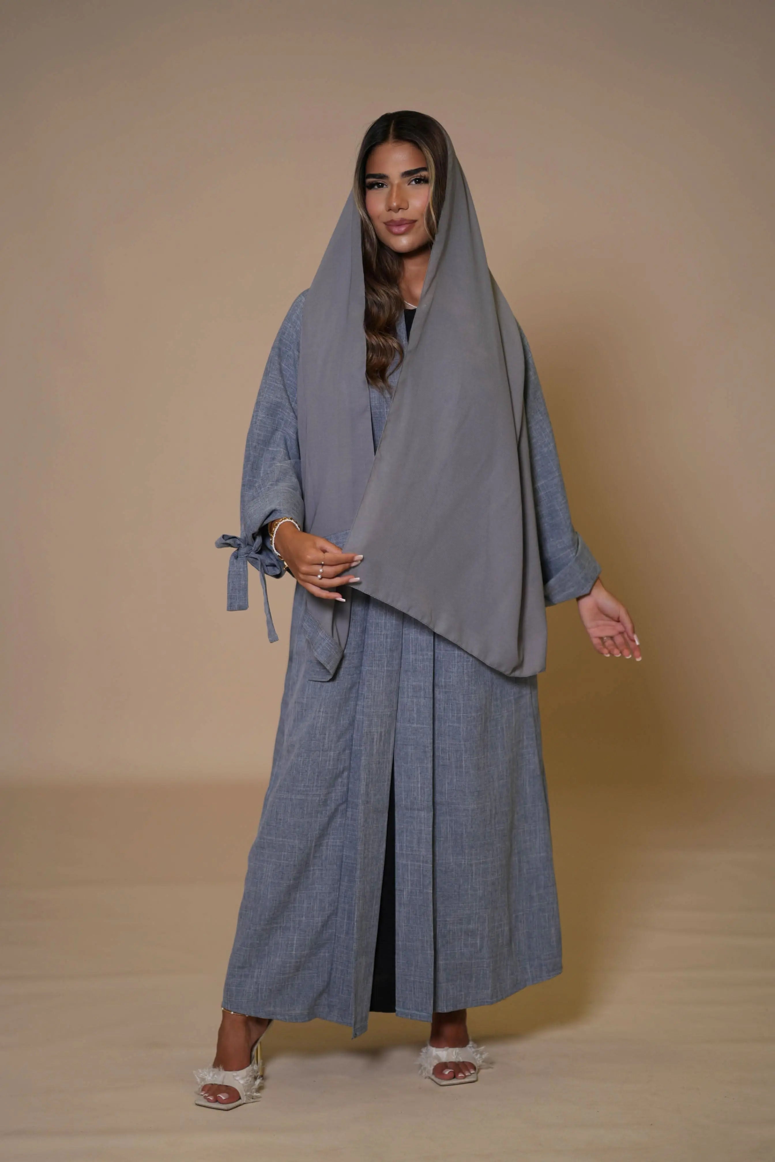 Dubai Linen Set - blue grey - Losyana.Shop