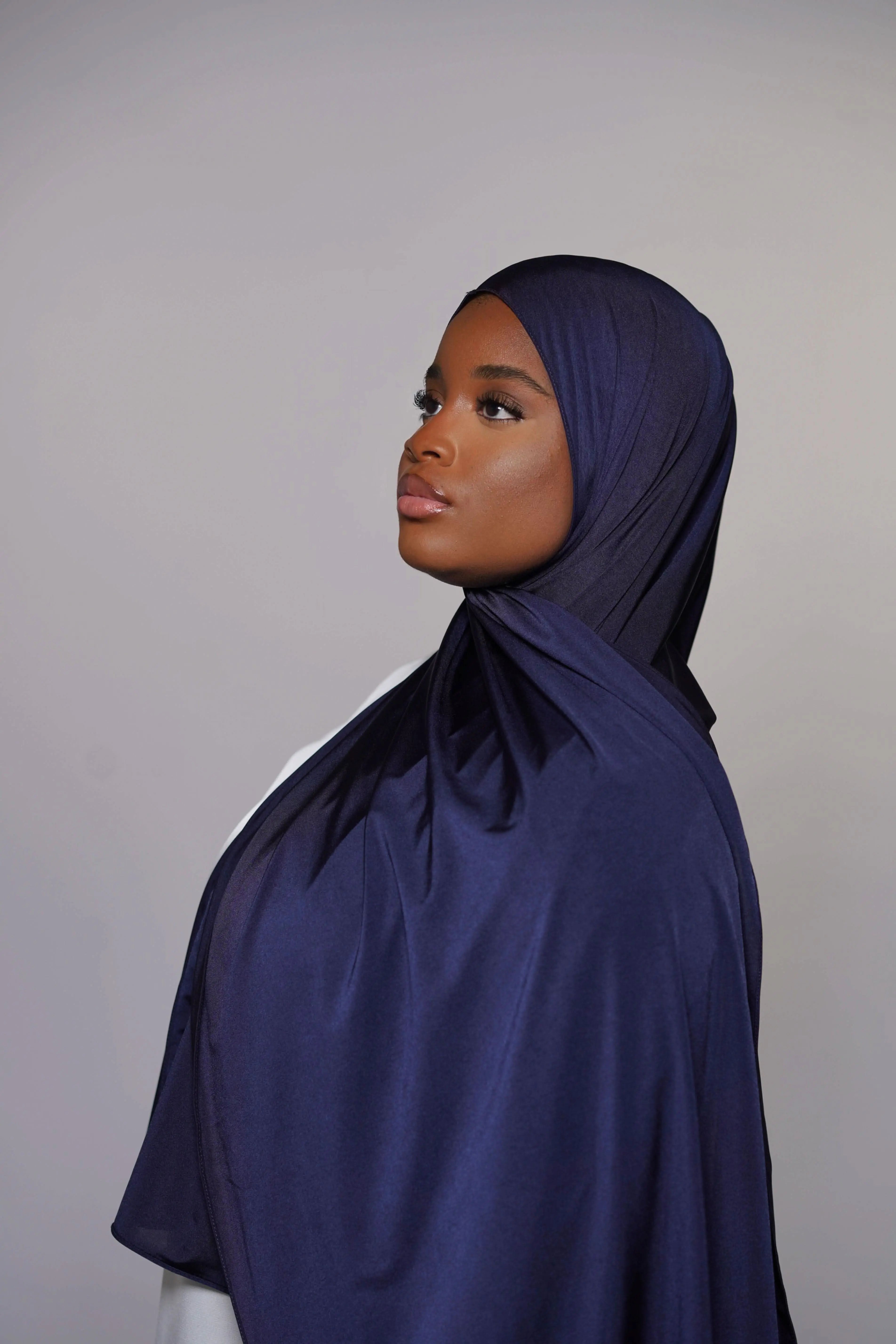 Satin premium jersey - marina blue - Losyana.Shop