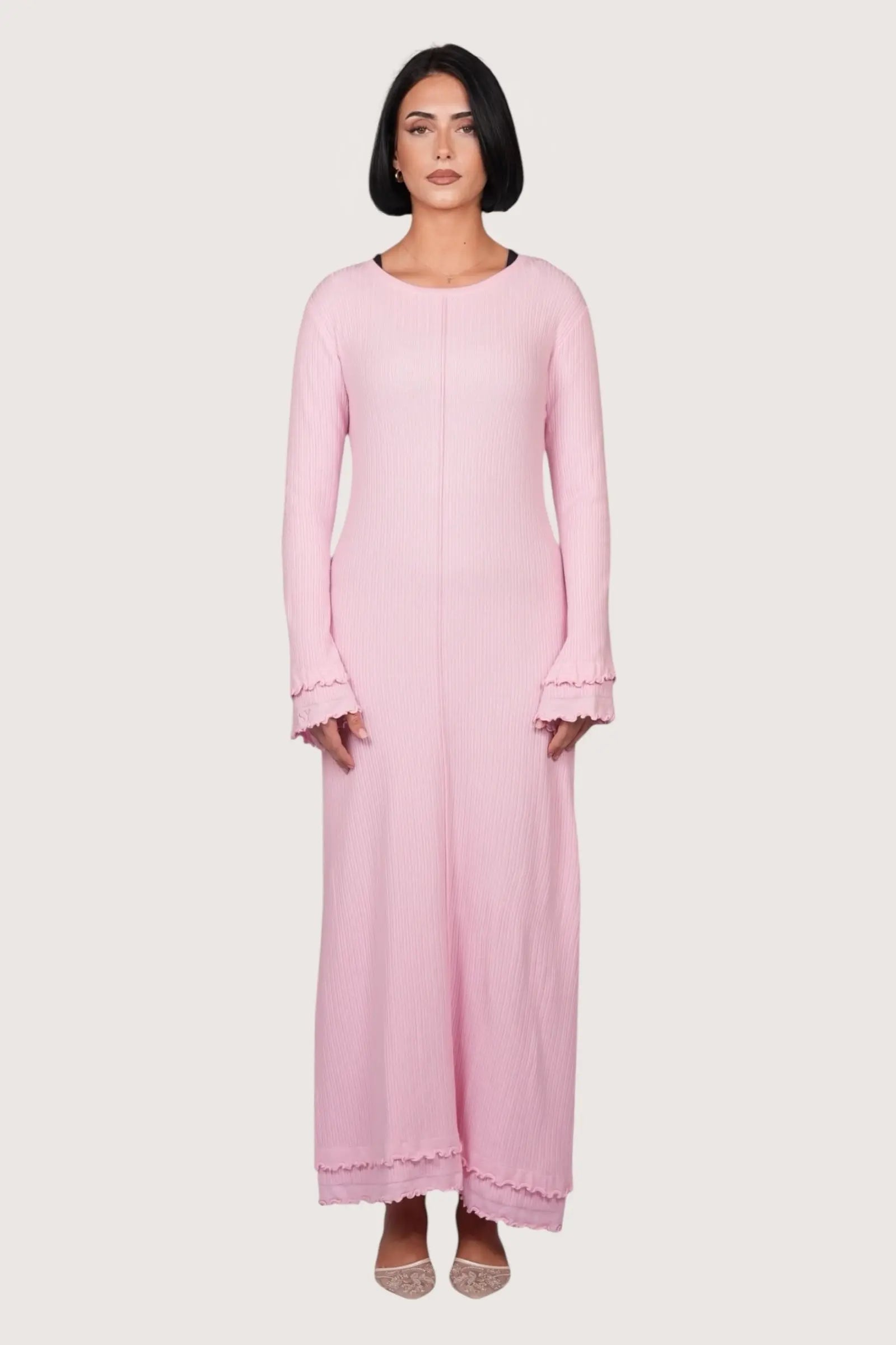 RUFFLED MAXI DRESS - ROSE Losyana.Shop