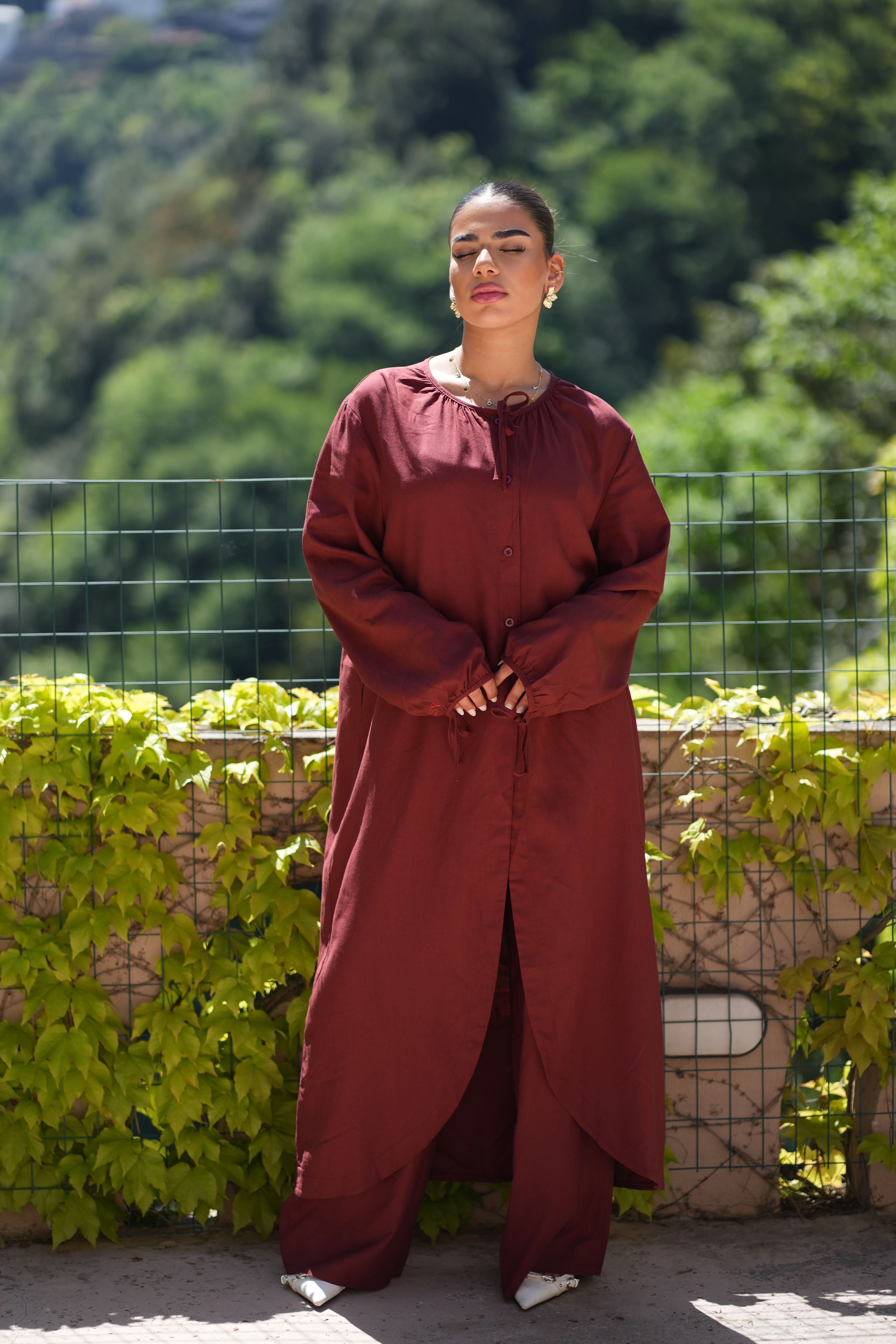 MEDITERRANEAN BREEZE SET - MAROON - Losyana.Shop