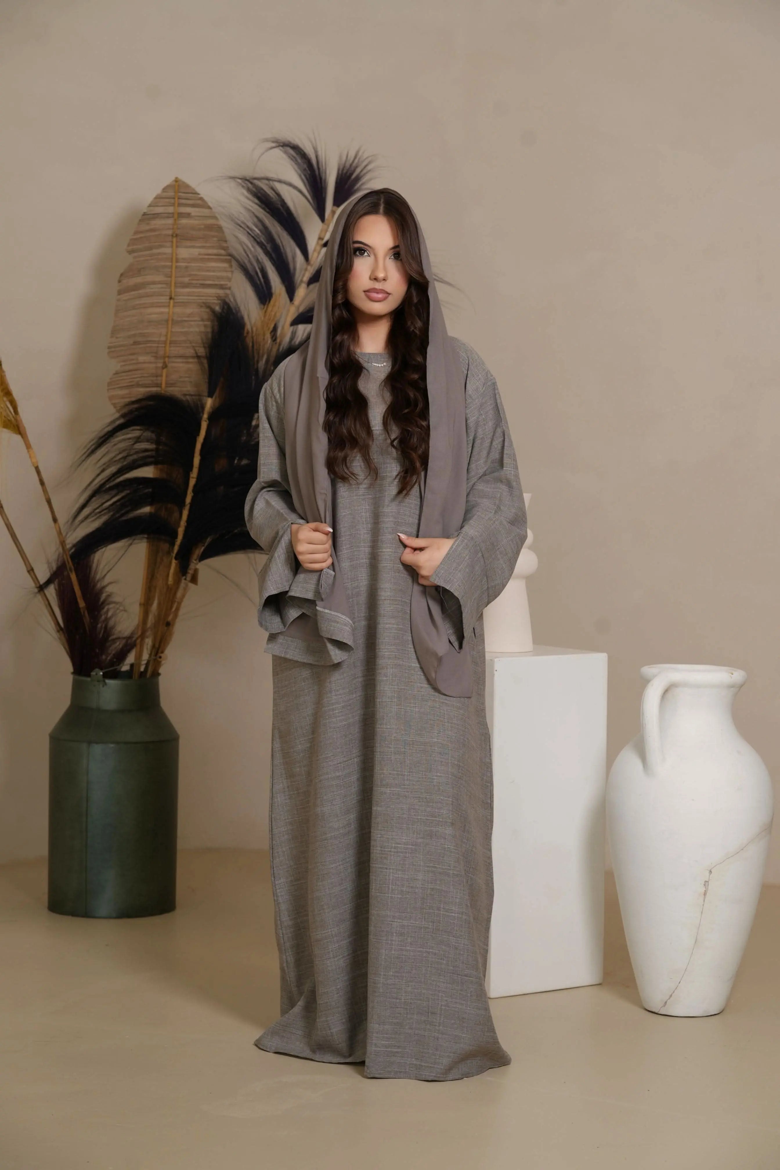 Linen Abaya - venge - Losyana.Shop
