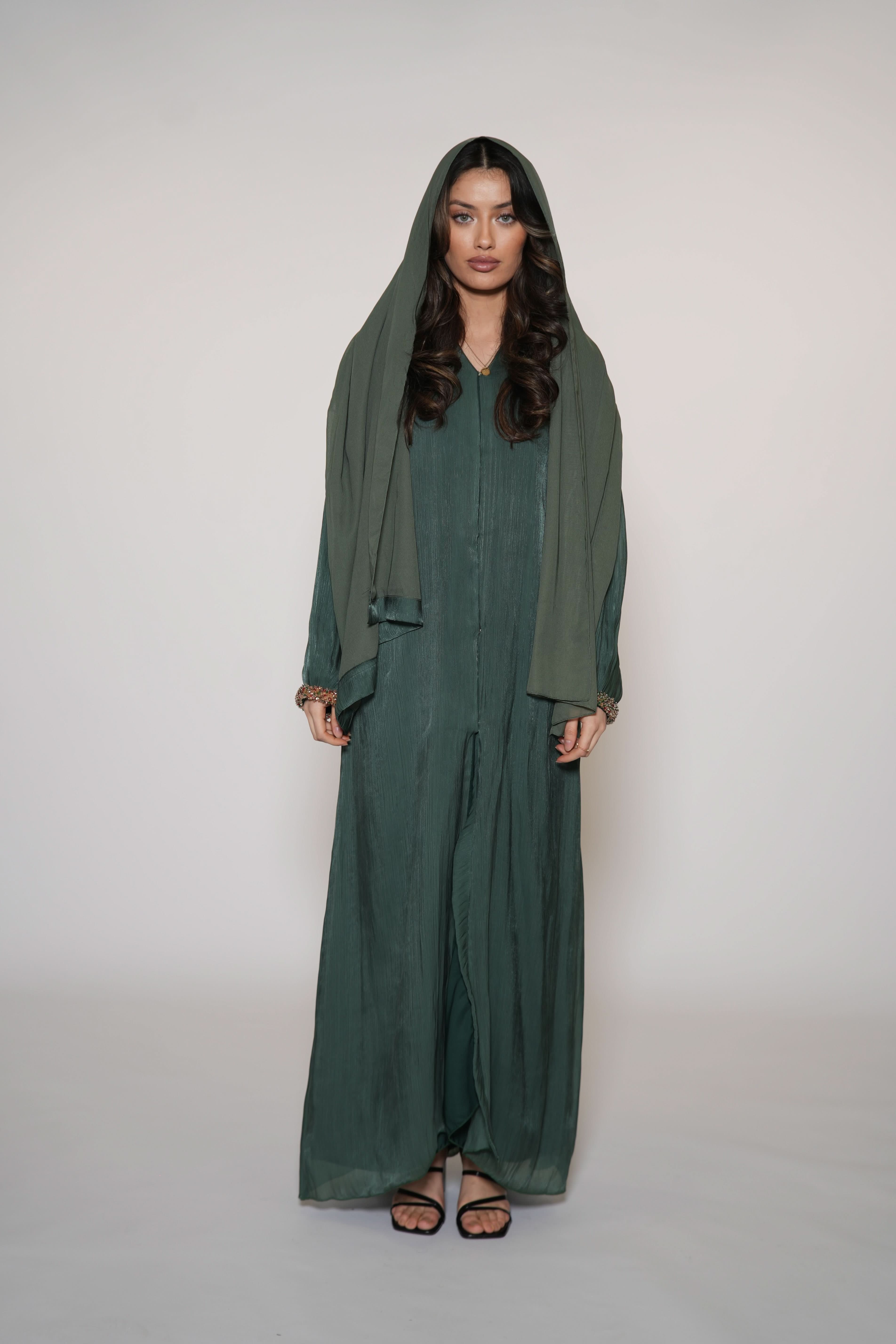 Glamour Abaya - forest green - Losyana.Shop