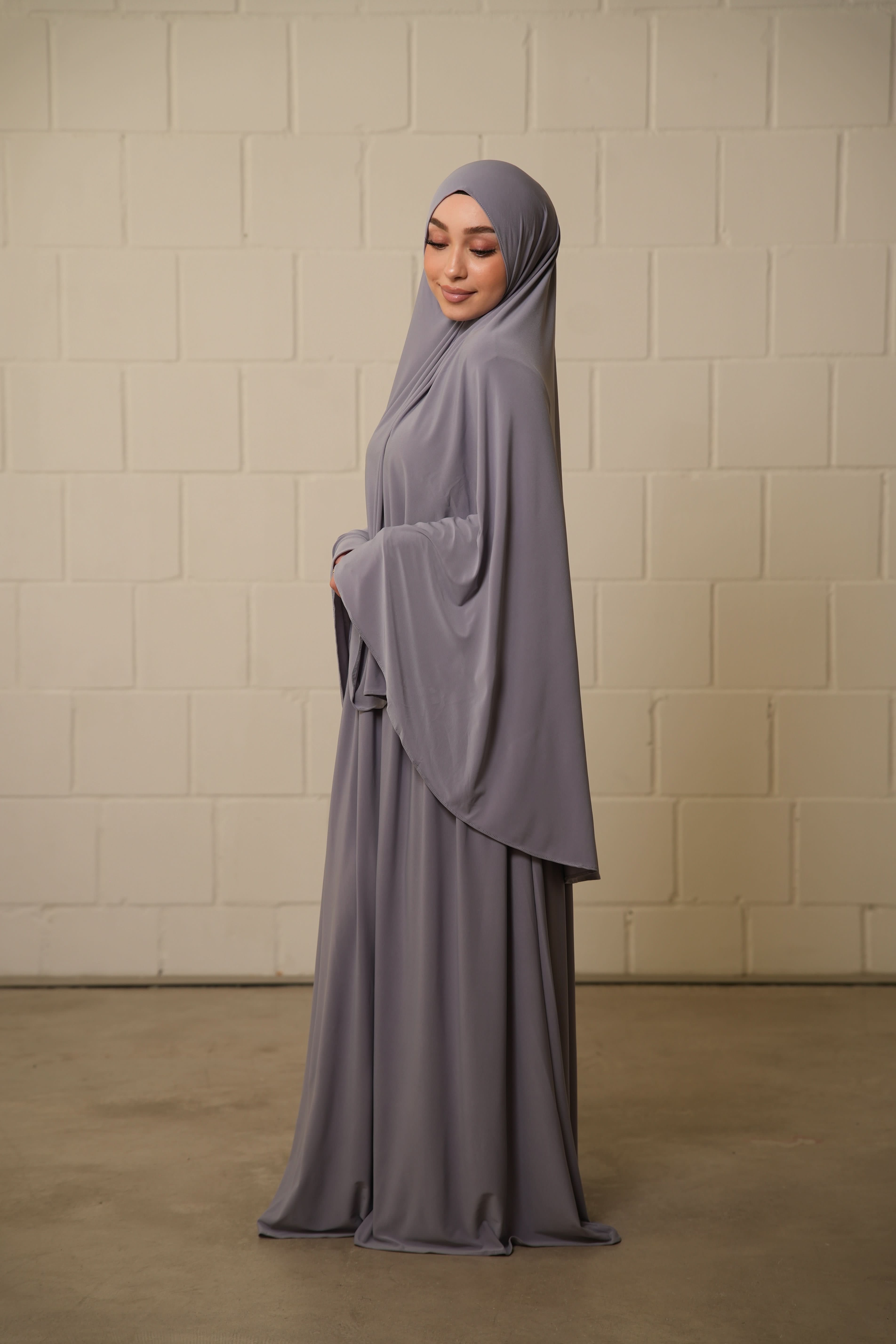 Premium Khimar Set - Grey - Losyana.Shop