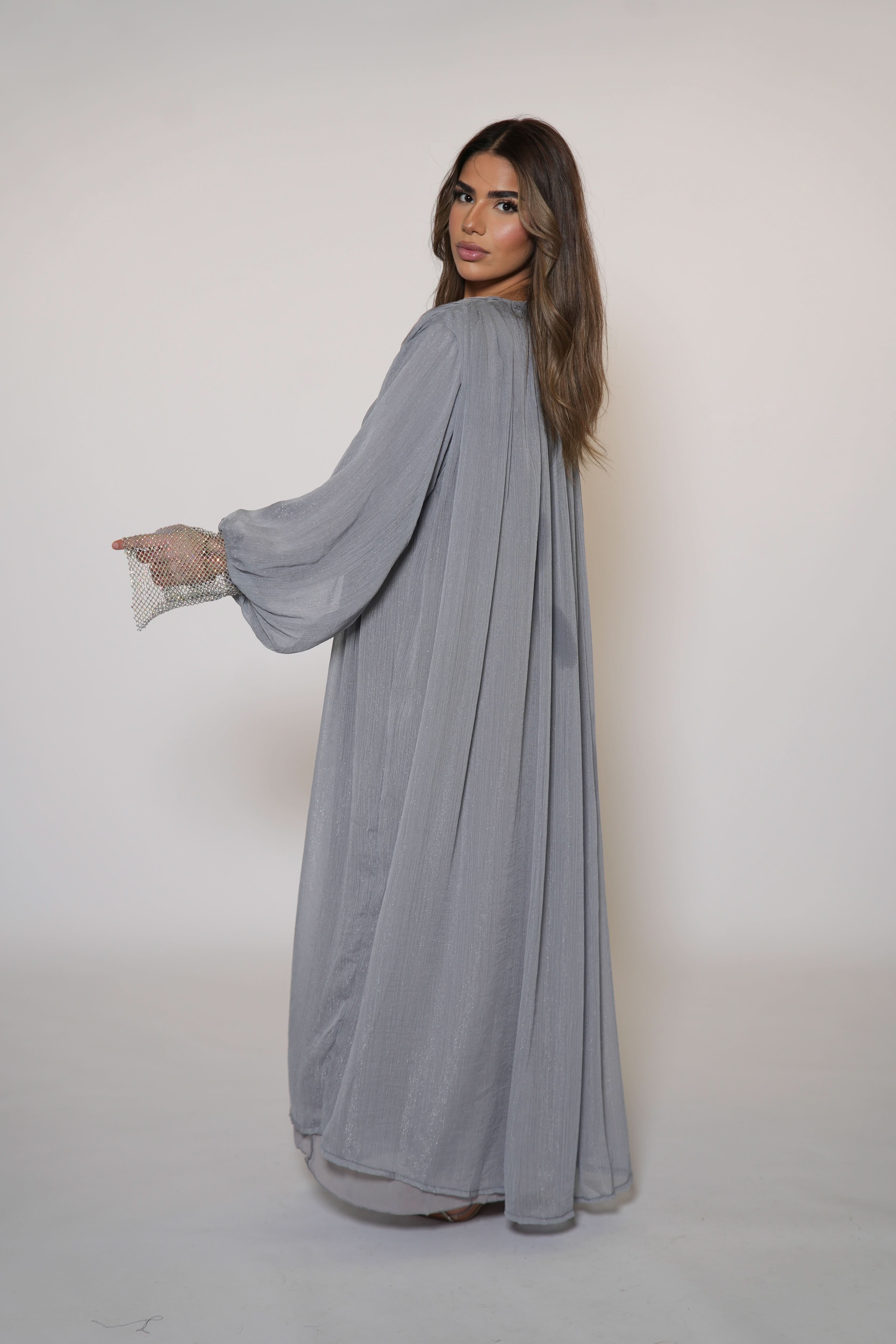Shimmer Abaya - light grey - Losyana.Shop